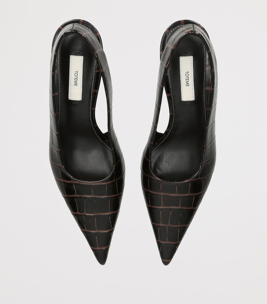 Leather Classic Slingback Pumps 55 DARK BROWN Image 6