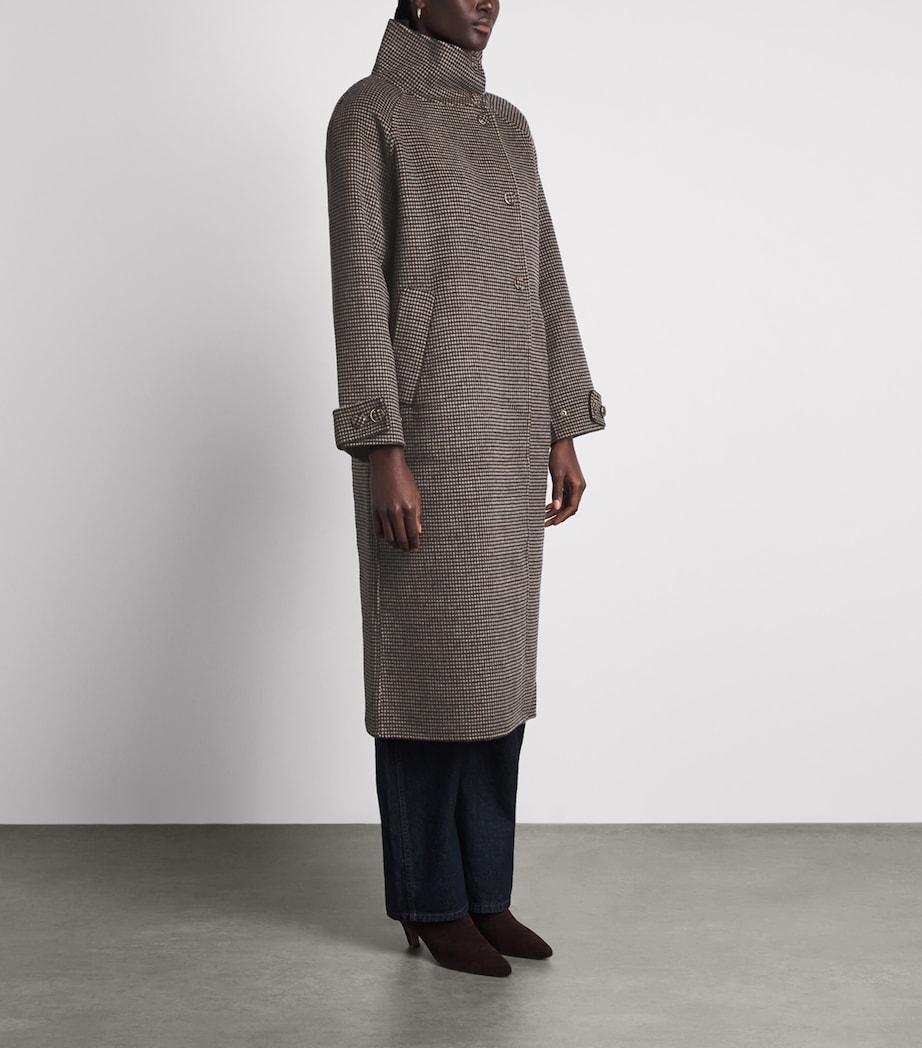 Sandro Paris Womens Wool-Blend Check Coat Black Brown Image 4