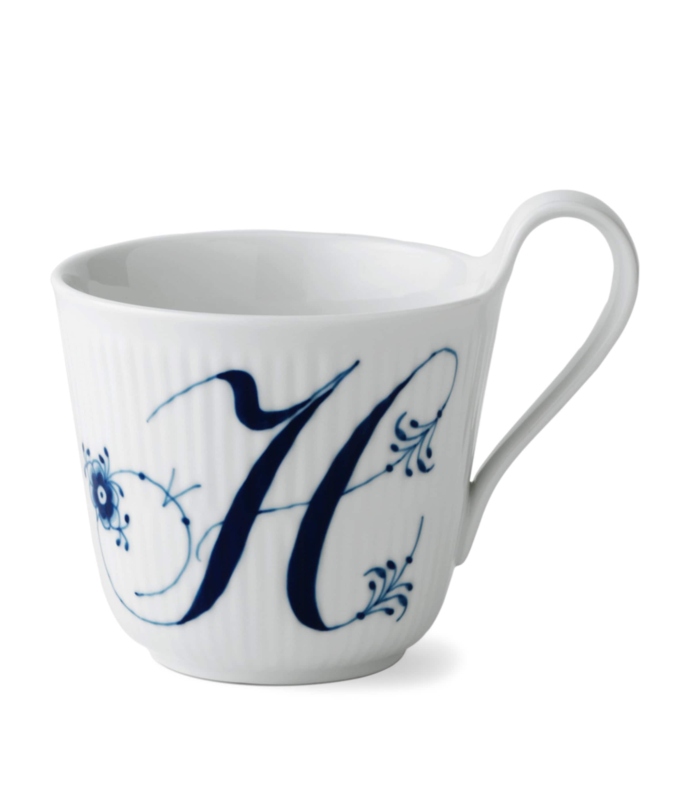 Royal Copenhagen Porcelain Fluted Alphabet Mug In Blue