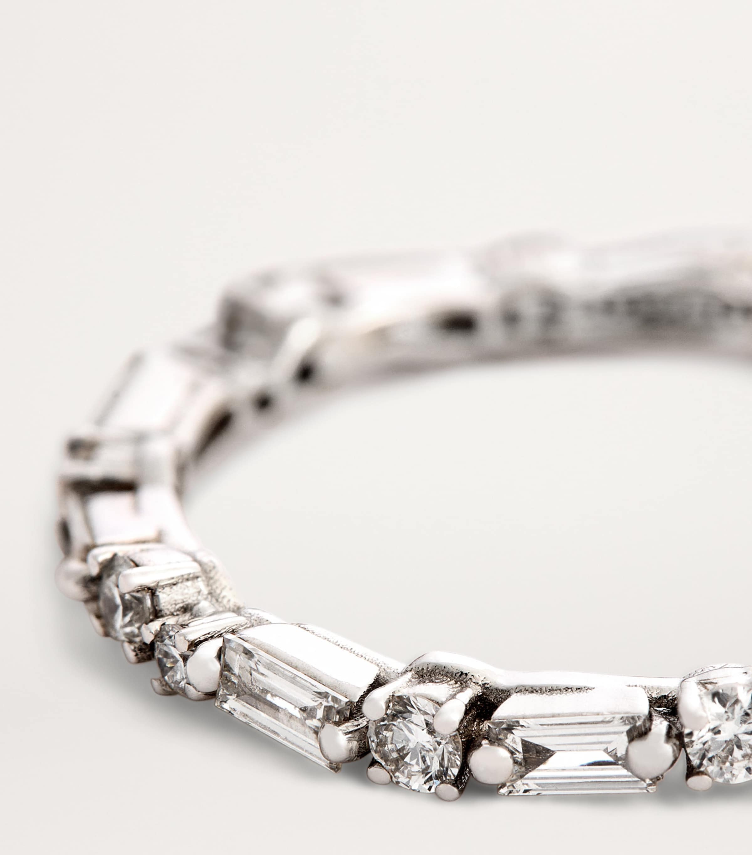 White Gold and Diamond Thin Mix Ring 18K WG/WD Image 6