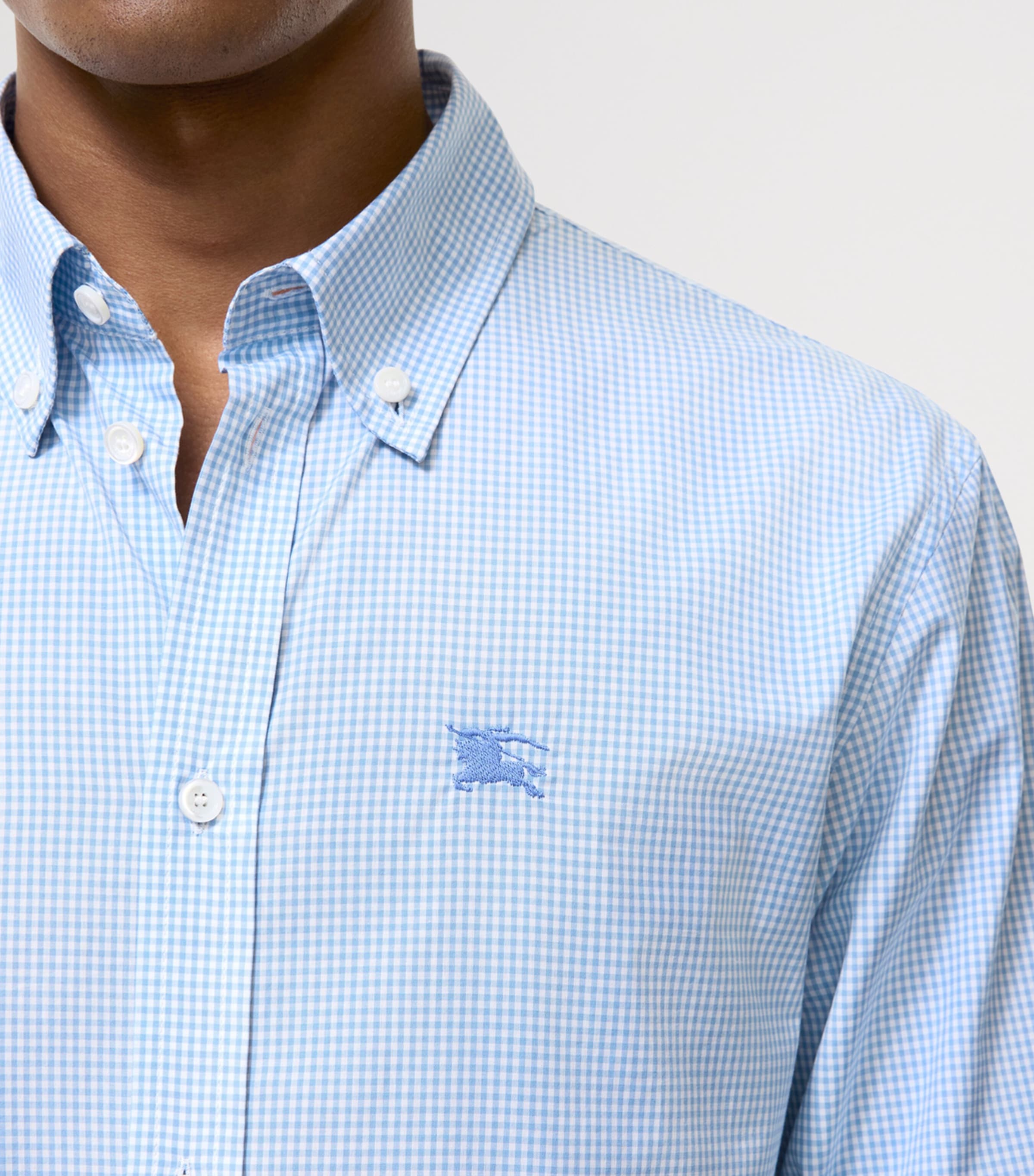 Burberry Mens Cotton Gingham EKD Shirt Cool Cornflower Bl C Image 3