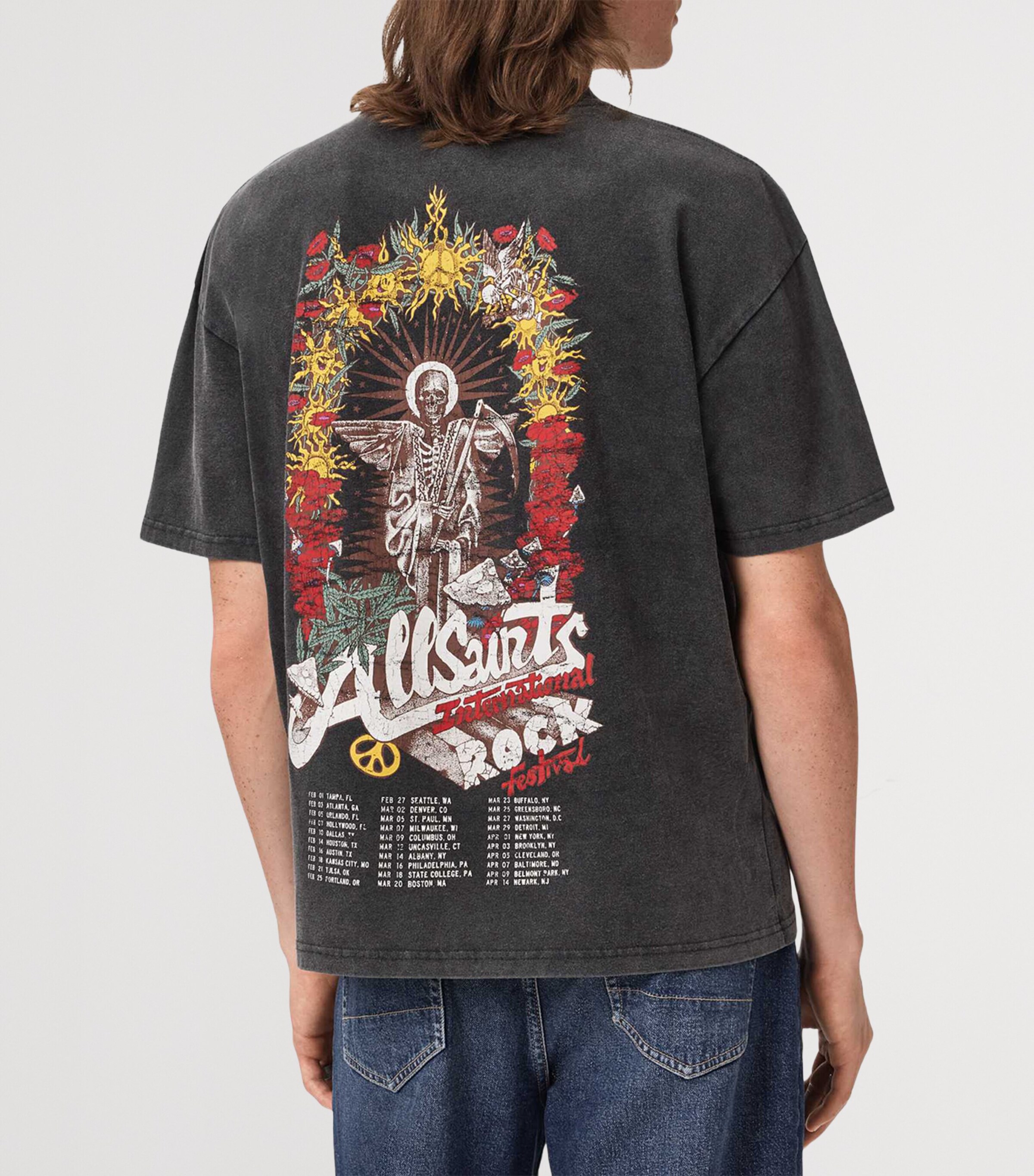 AllSaints Mens Organic Cotton Roque T-Shirt Washed Black Image 4