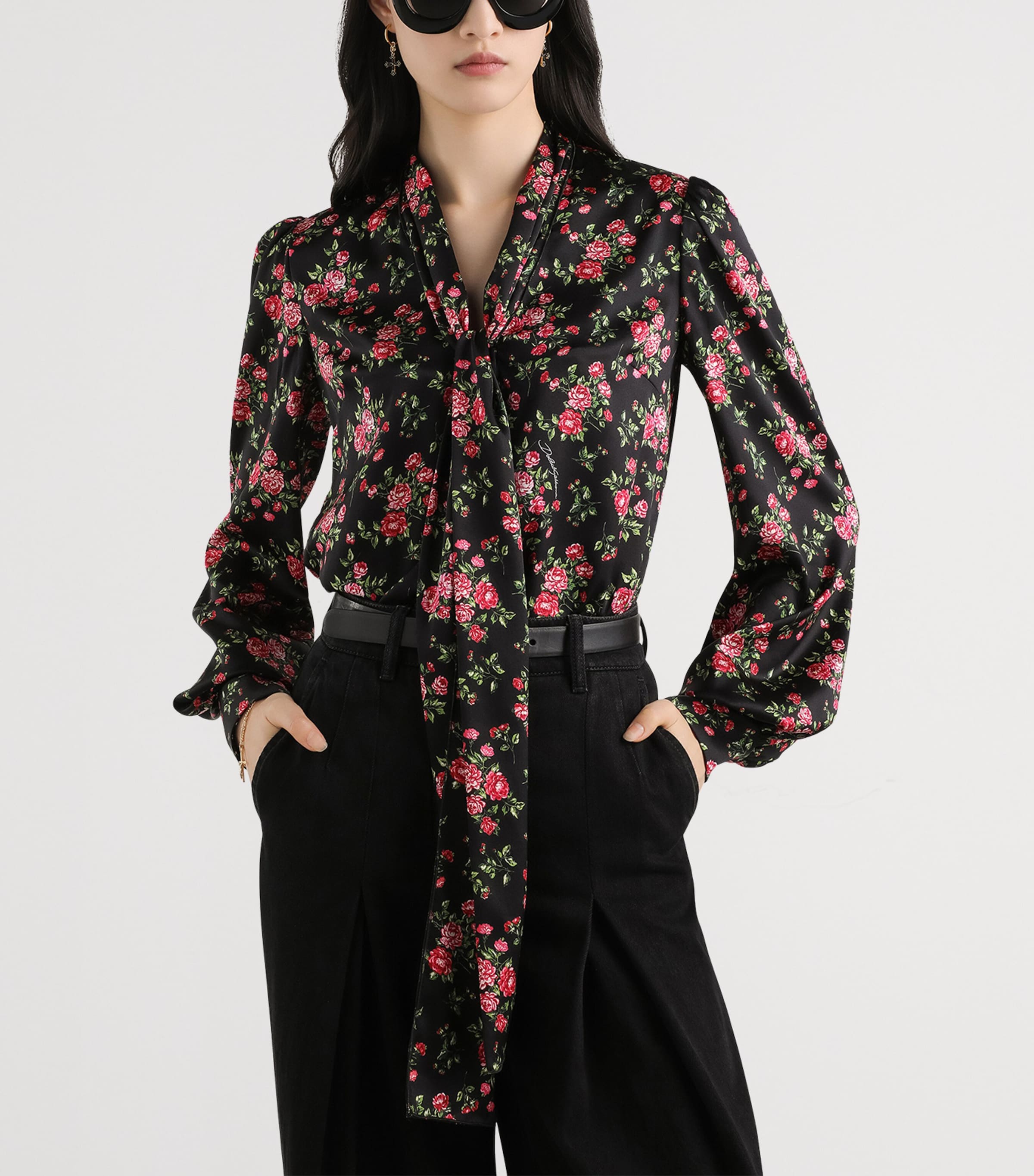 Stretch-Silk Rose Print Blouse HN5XP-MAZZ Image 4