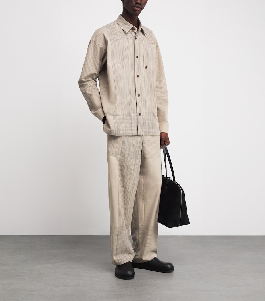 Kasuri Straight Trousers 41-BEIGE Image 2