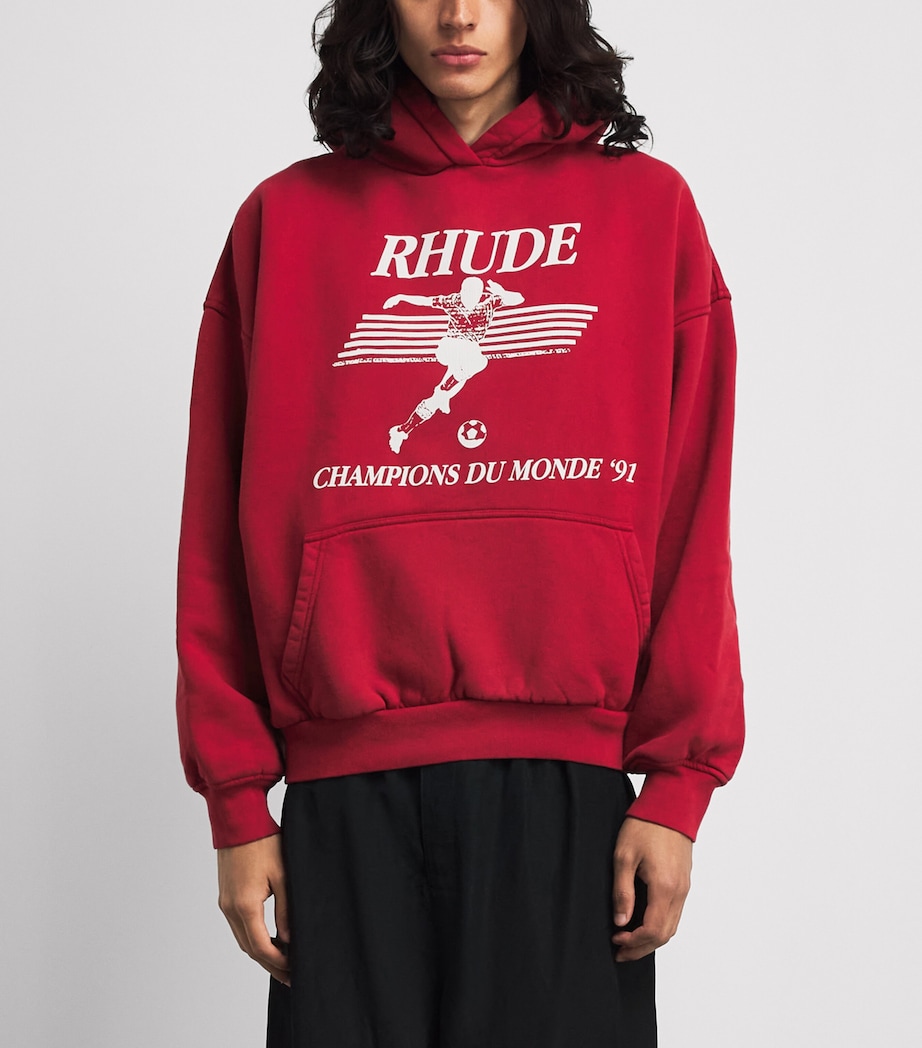 Rhude Mens Cotton Set Piece Hoodie Vntg Red/wht Image 4