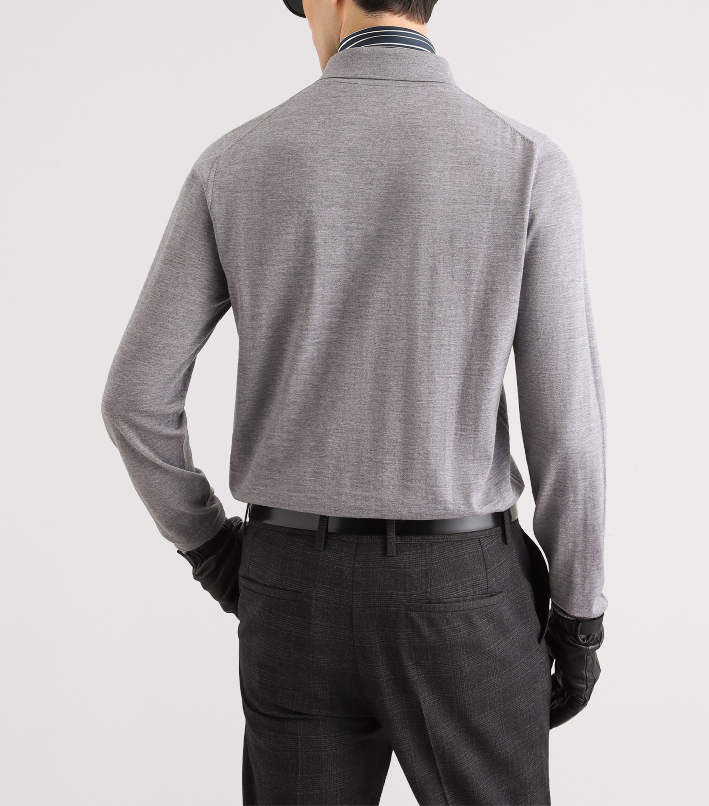 Dolce&Gabbana Mens Cashmere Polo Sweater Grigio Chiar Image 3