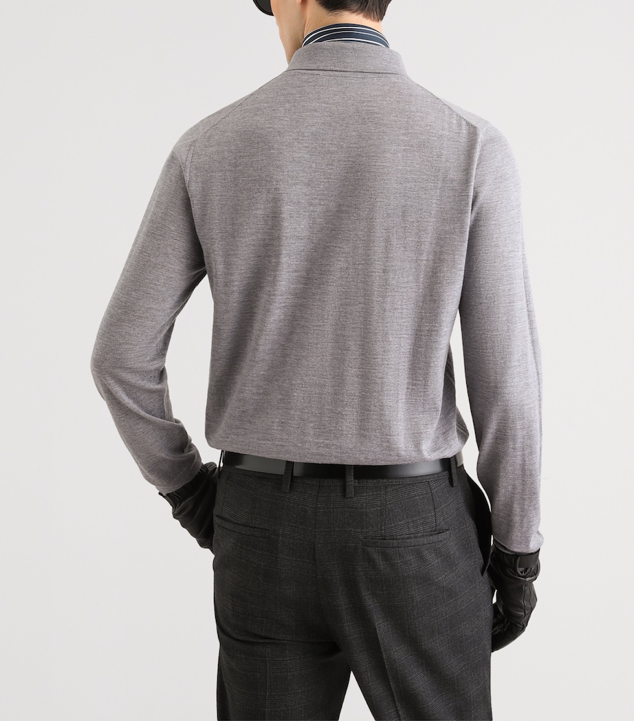 Dolce&Gabbana Mens Cashmere Polo Sweater Grigio Chiar Image 3