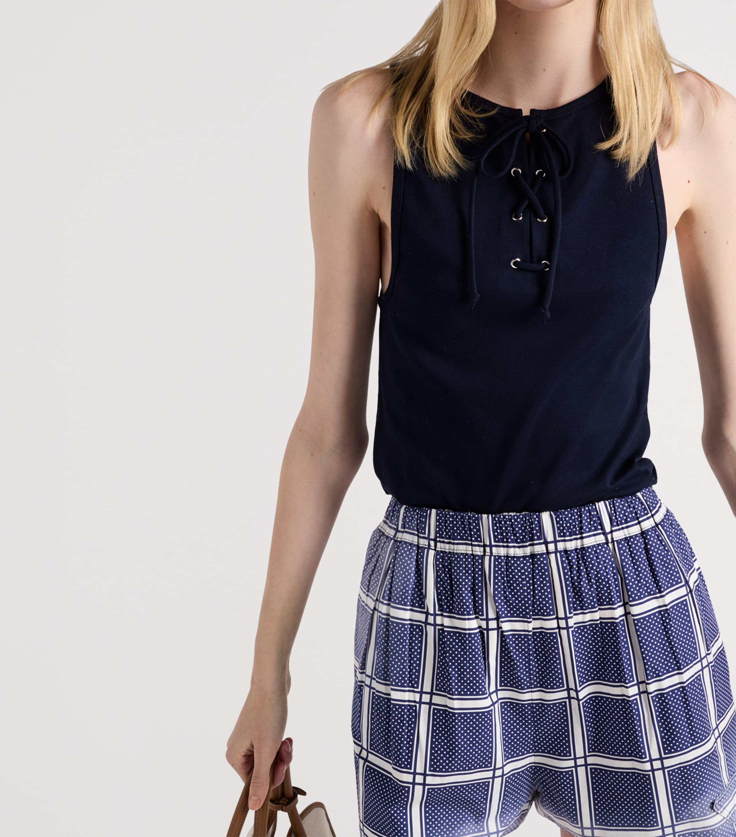 Cotton Lace-Up Tank Top F0124 Image 4