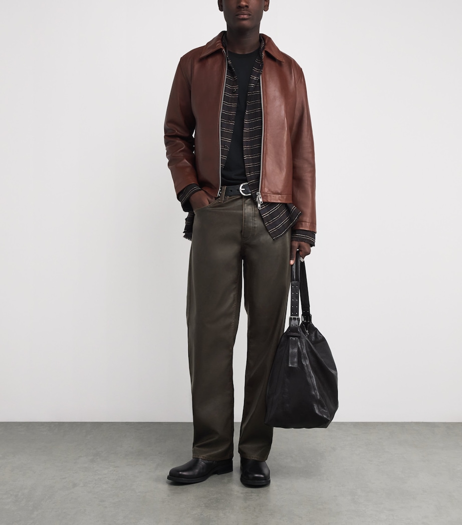 Coated Leather Straight Jeans VINTAGE BROWN 170 Image 2