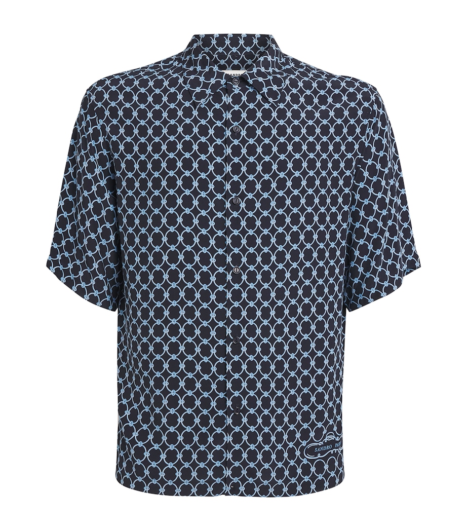 Sandro Paris Mens Link-Print Shirt Navy Blue Image 1