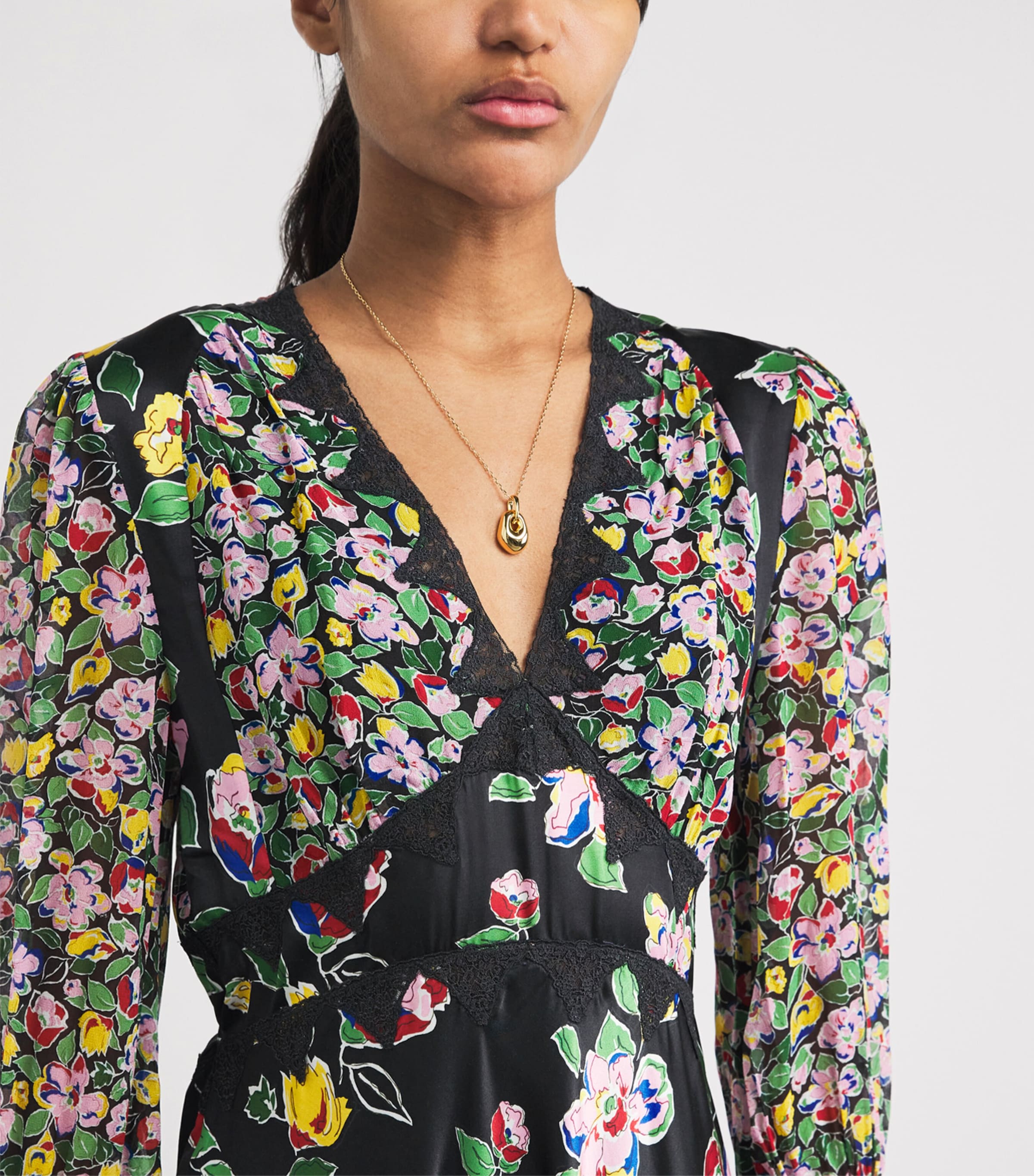 Satin Arlena Midi Dress KIMMIE MIX BLACK Image 6