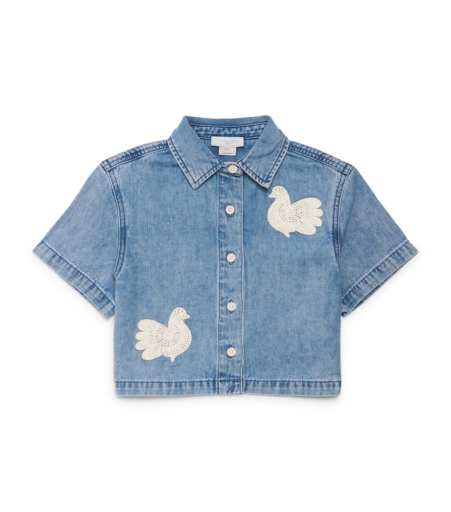 Stella McCartney Kids Dove Appliqué Denim Shirt (5-12 Years) Air Force Blue Image 1