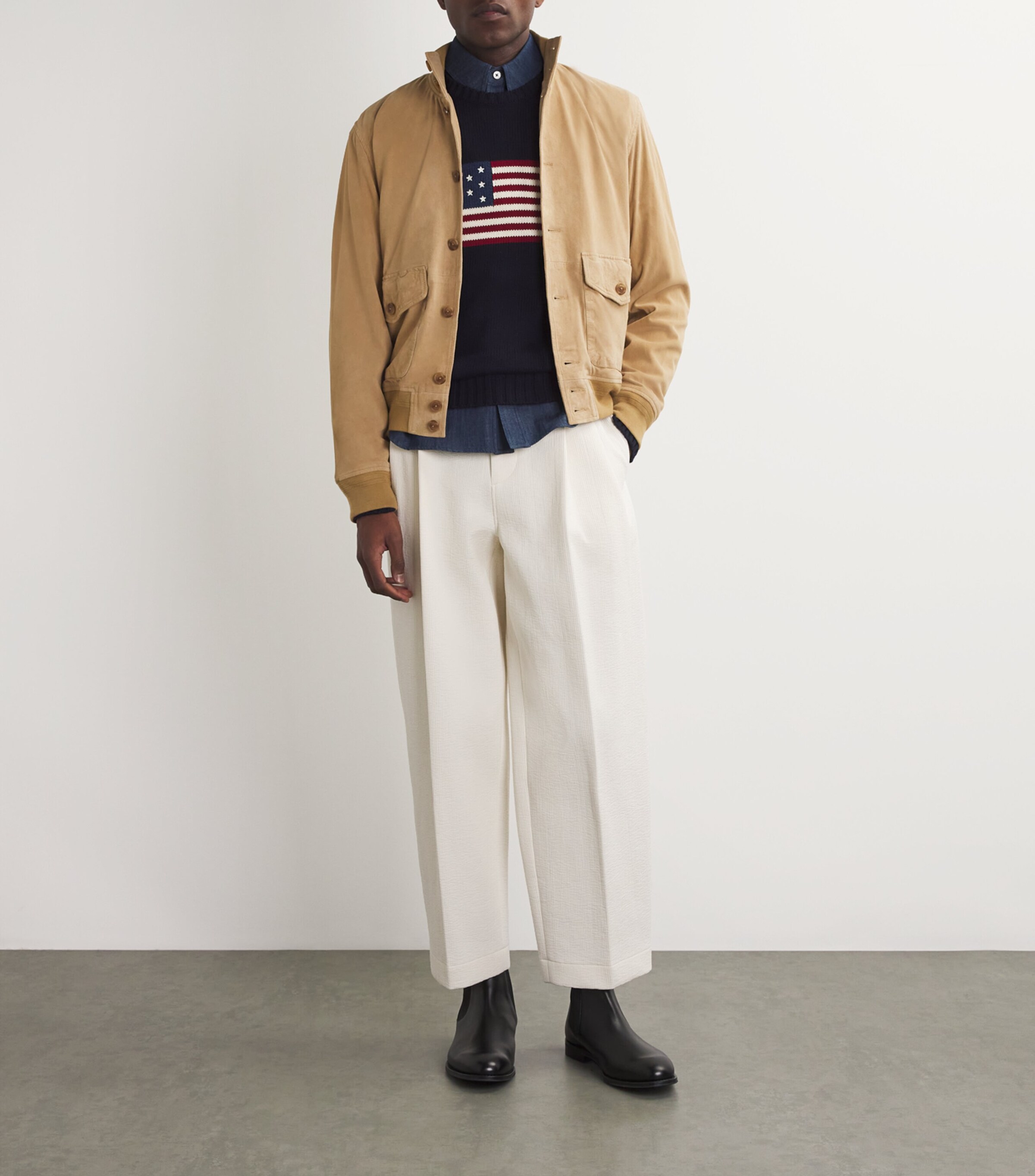 Suede Bomber Jacket KHAKI Image 2