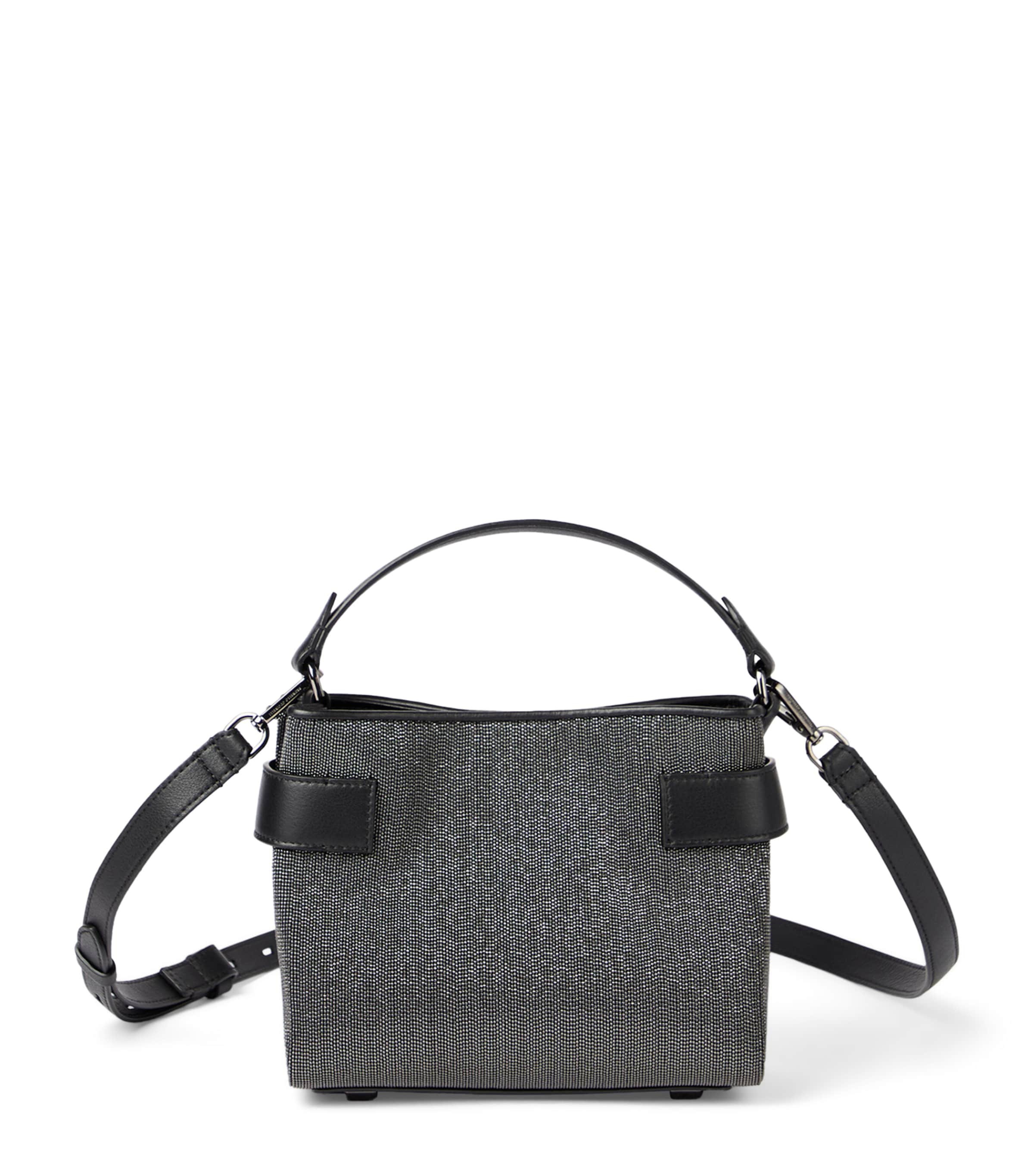 Brunello Cucinelli Small Leather Precious Essence Top-handle Bag In Black