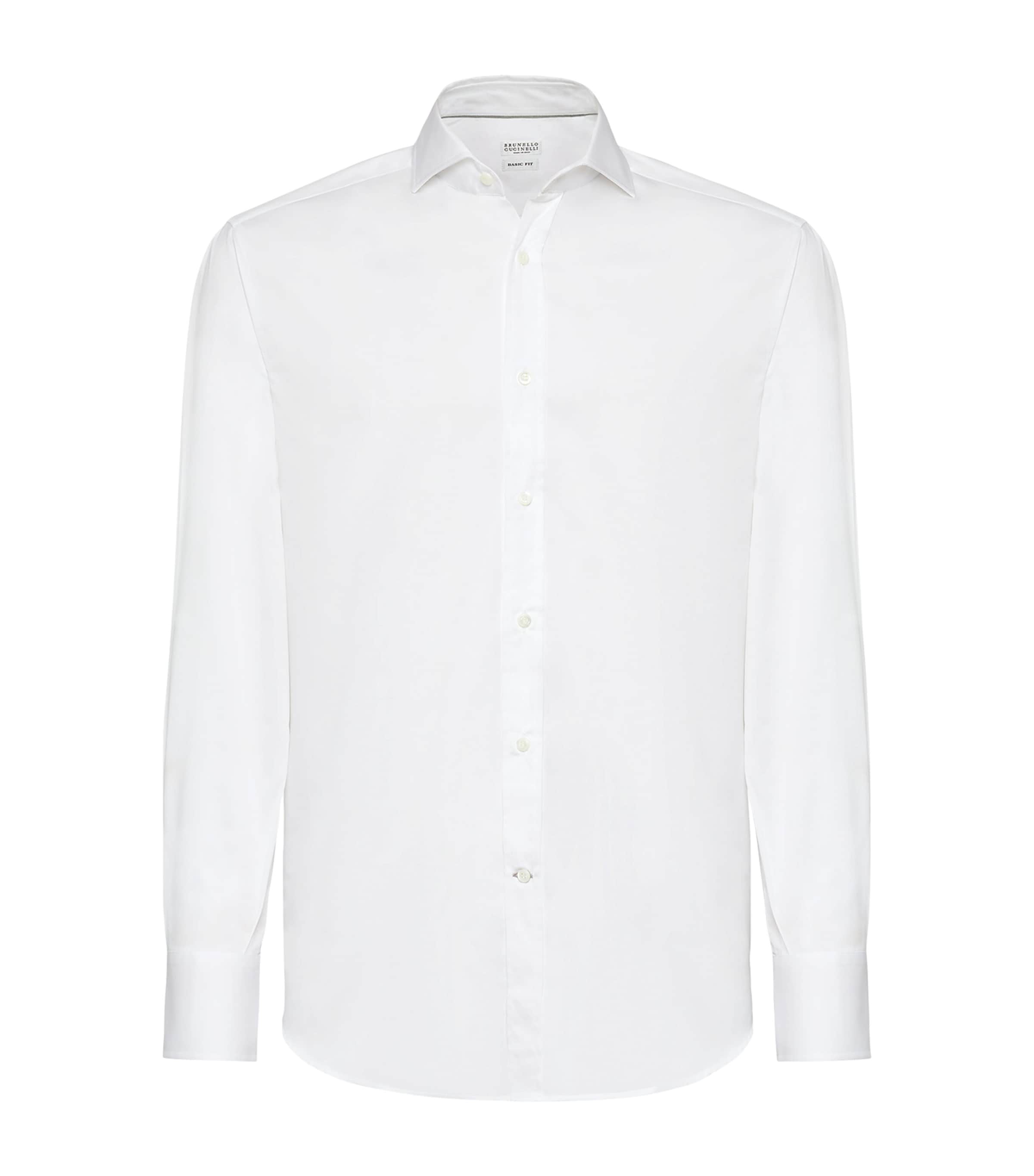 Brunello Cucinelli Spread-collar Long-sleeve Shirt In White