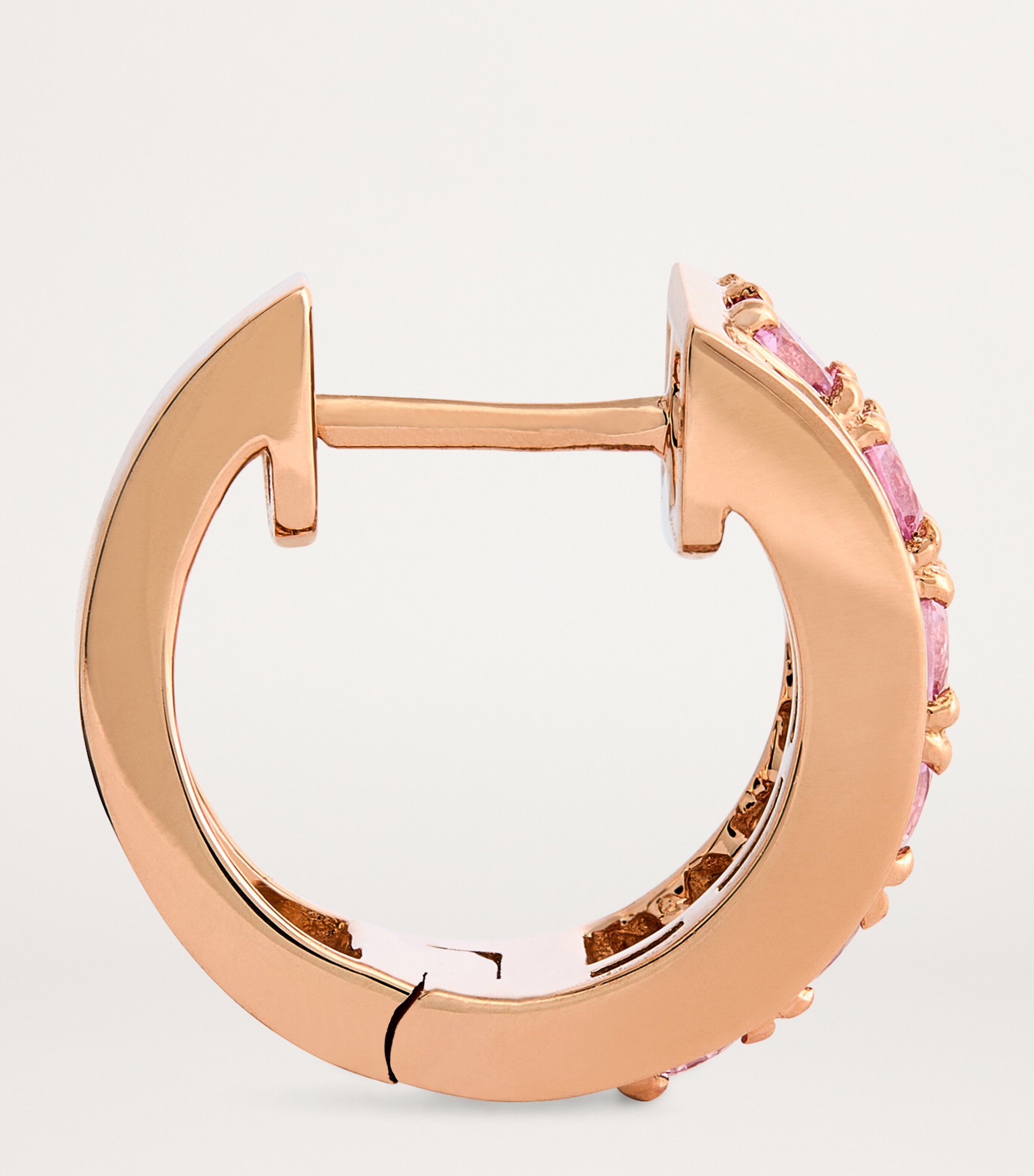 Rose Gold, Pink Sapphire and Diamond Lola Huggie Earrings ROSE GOLD Image 4