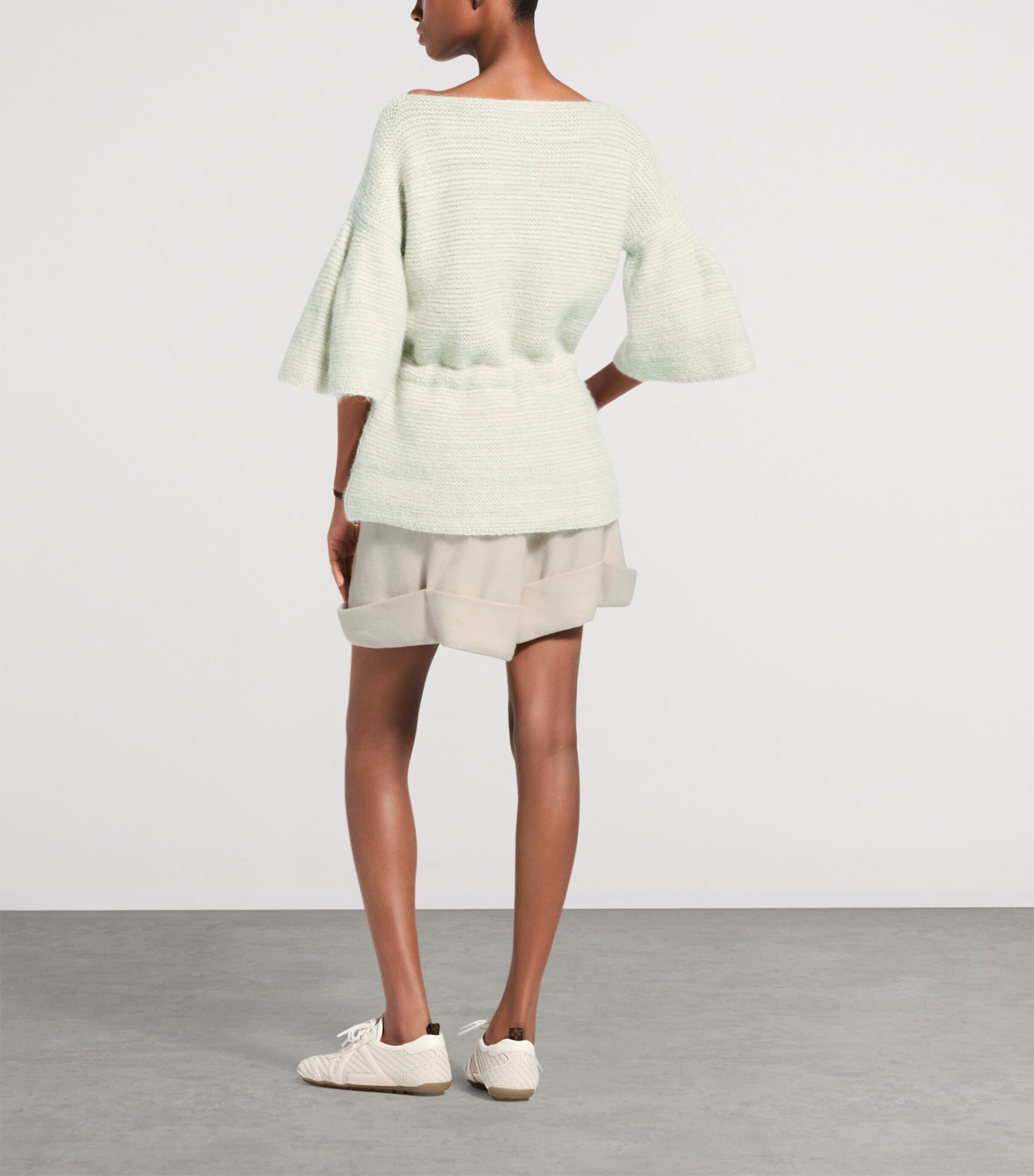 LOUIS VUITTON Womens Mohair-Silk-Wool Bell-Sleeve Top Heather Grey Image 4