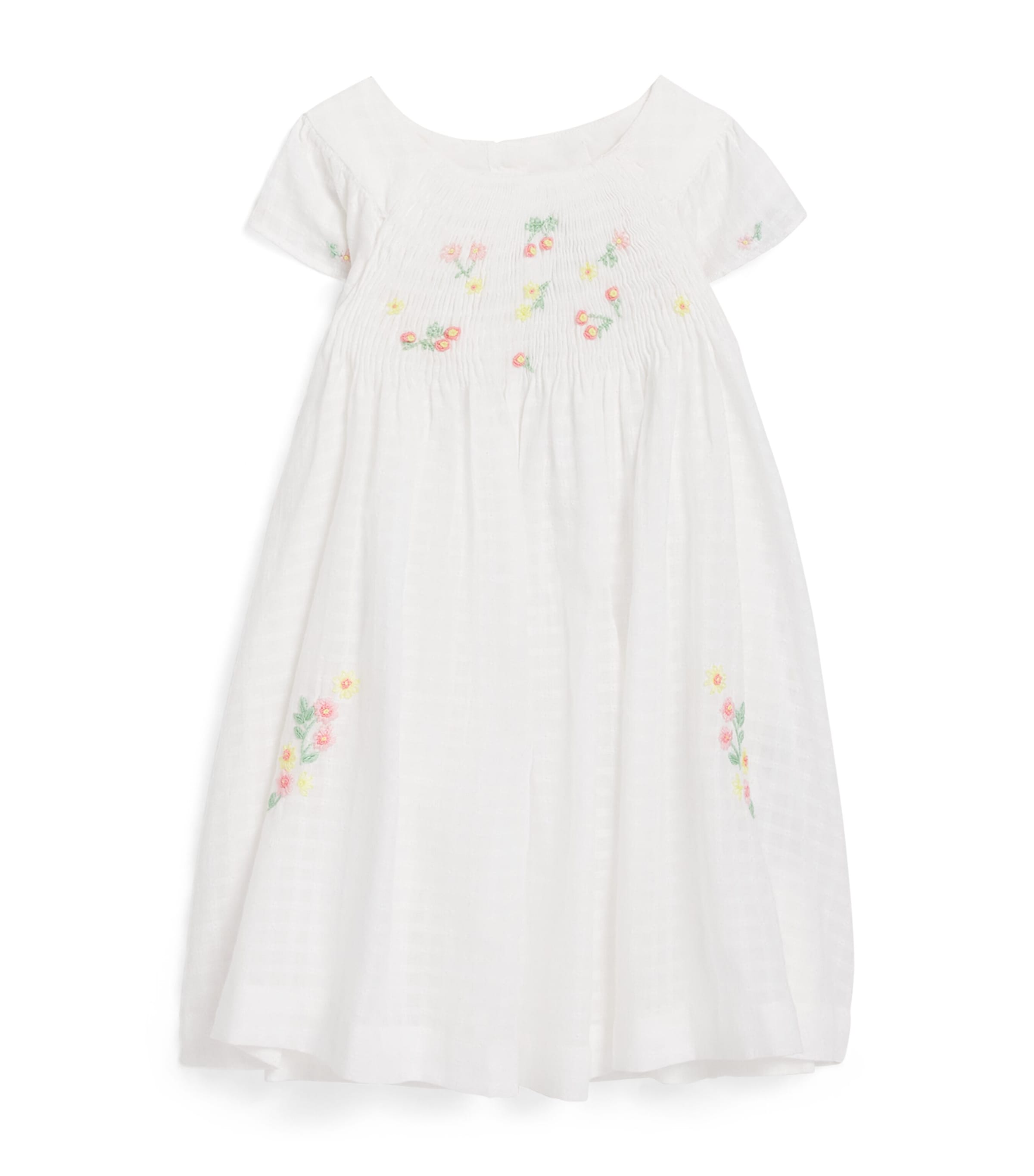 Cotton Embroidered Smocked Dress (3 Months – 4 Years) 1BLANC Image 1
