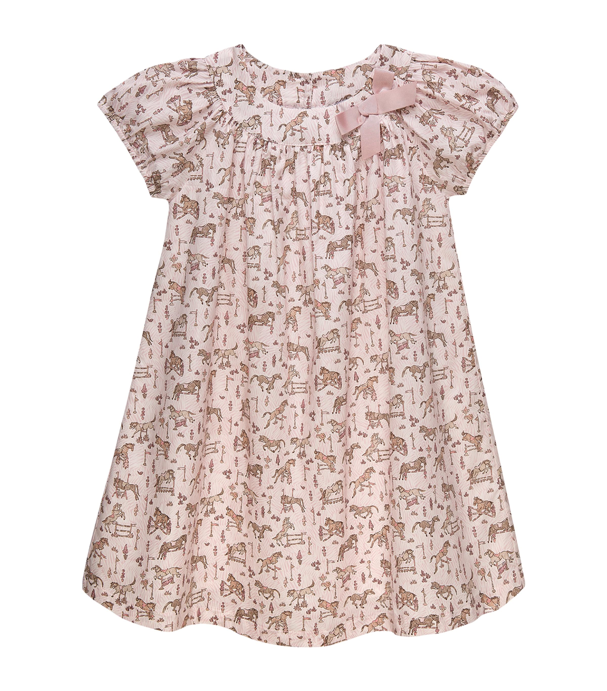 Trotters Cotton Liberty Print Bow Dress (2-5 Years) Pink Image 1