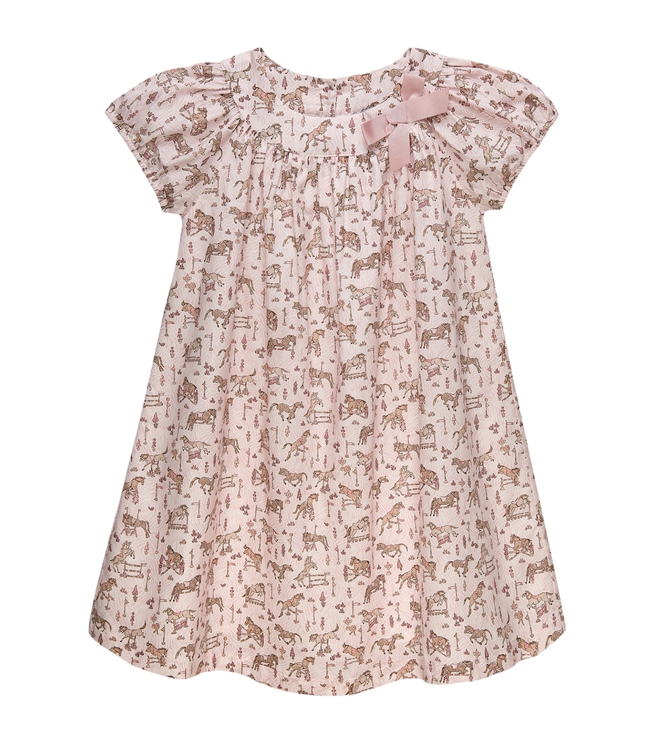 Trotters Cotton Liberty Print Bow Dress (2-5 Years) Pink Image 1