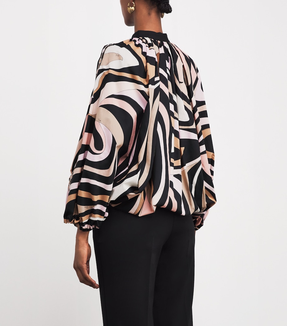 Cotton Printed Blouse 001 NERO/NUDE Image 4