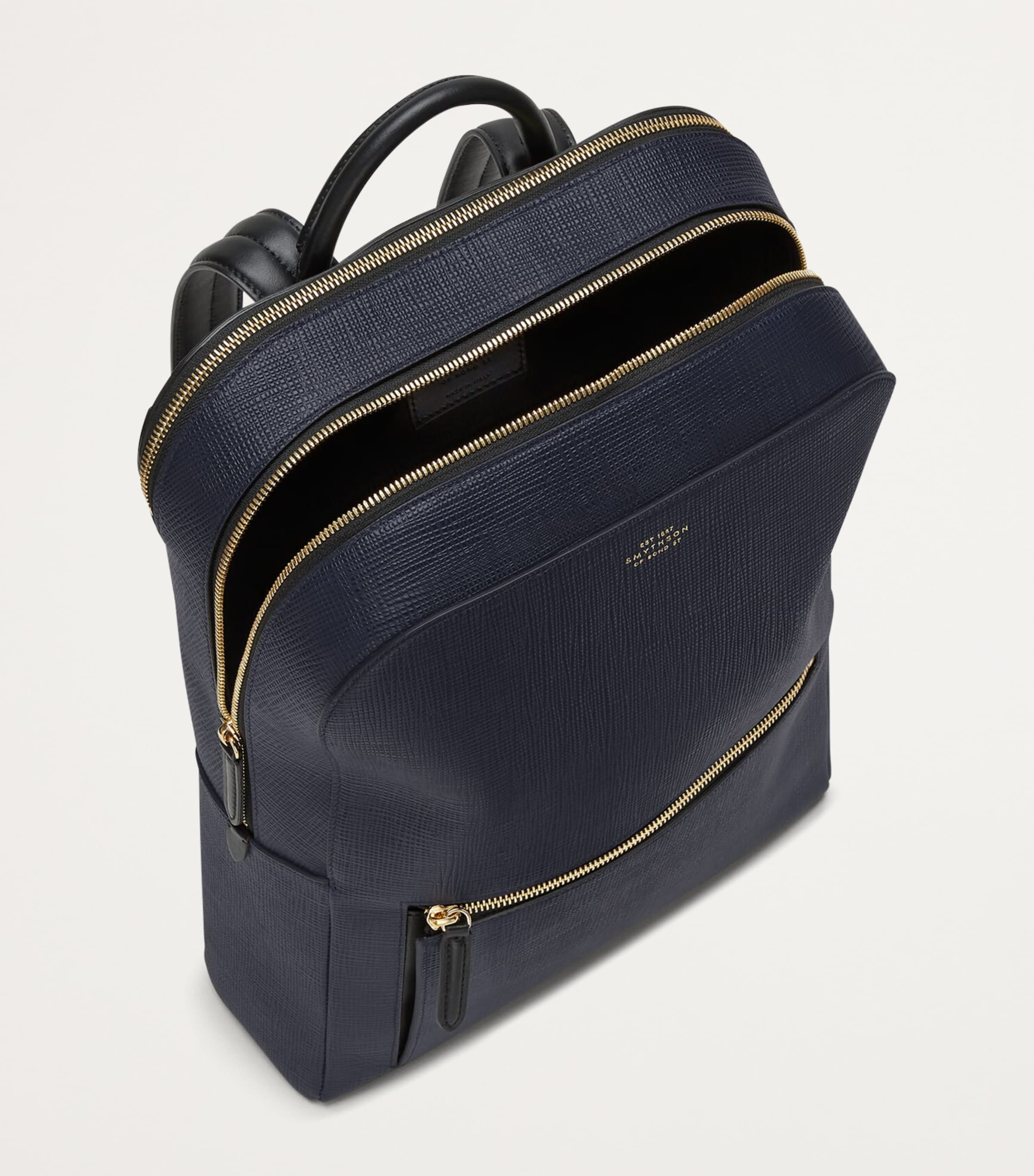 Smythson Leather Panama Backpack Navy Image 4