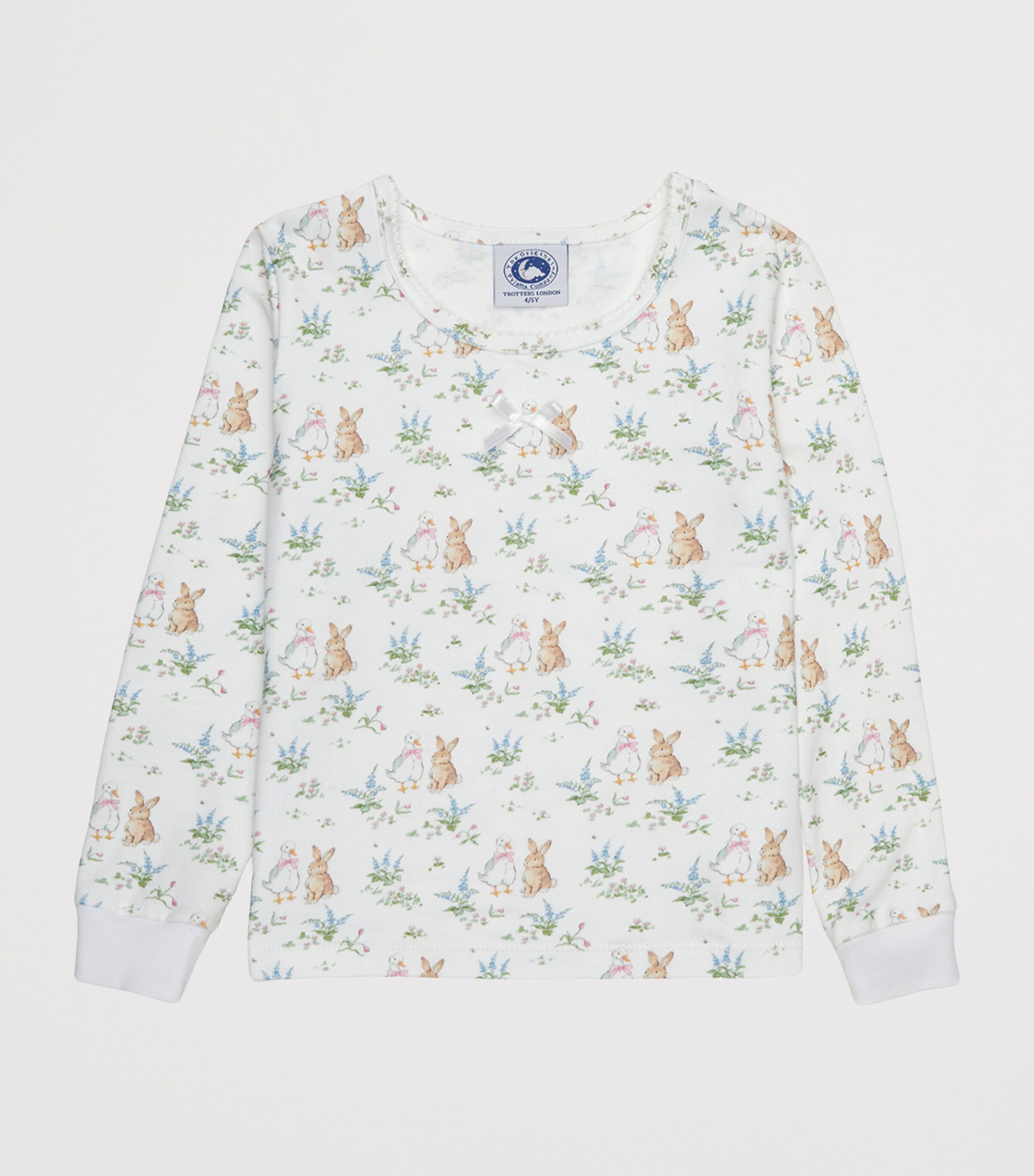 Trotters Duck and Bunny Print Pyjama Set (1-5 Years) White Image 3
