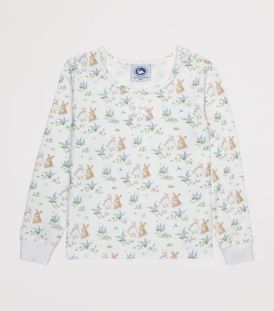 Trotters Duck and Bunny Print Pyjama Set (1-5 Years) White Image 3