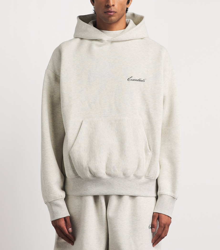 FEAR OF GOD ESSENTIALS Mens Classic Logo Hoodie Oatmeal Heather/lght Image 4