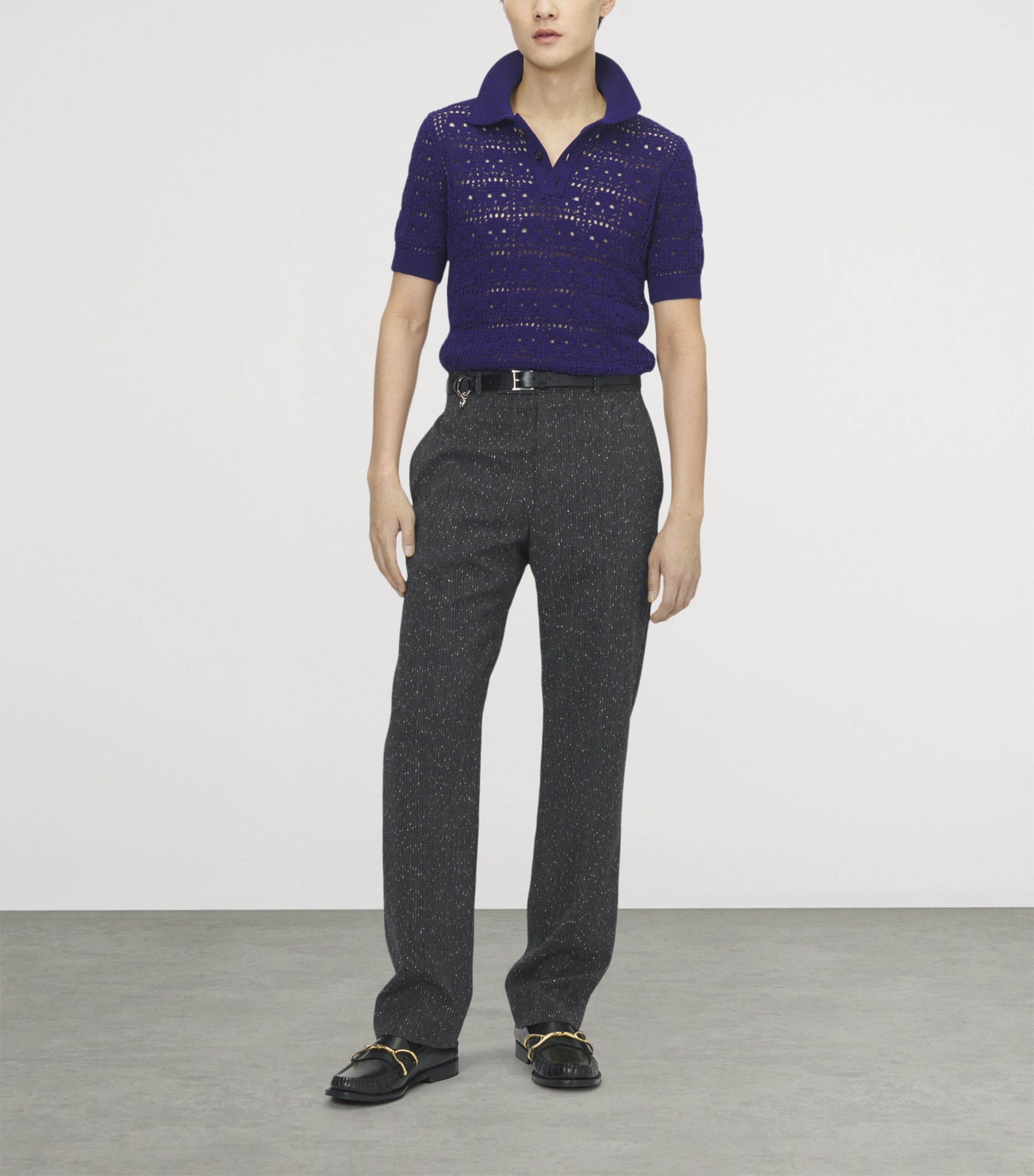McQueen Mens Crochet-Skull Polo Shirt Image 2