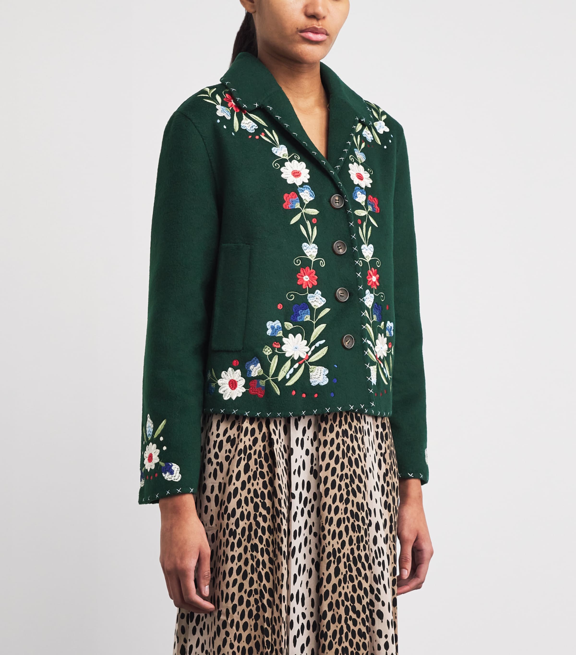 Wool-Blend Embroidered Jude Blazer BLISS EMB GREEN Image 3