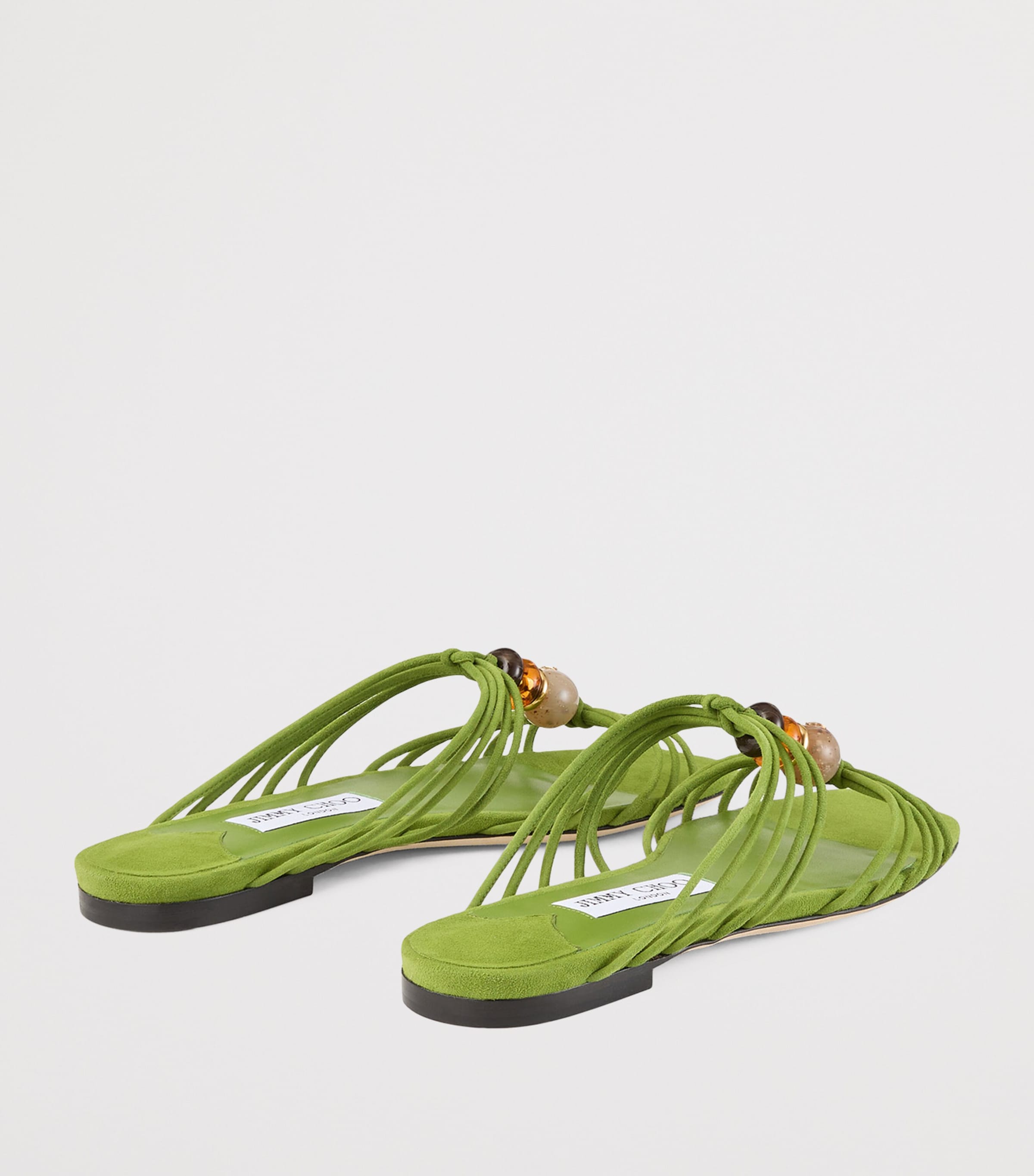 Jimmy Choo Lova Leather Flat Sandals Clover Mix Image 3