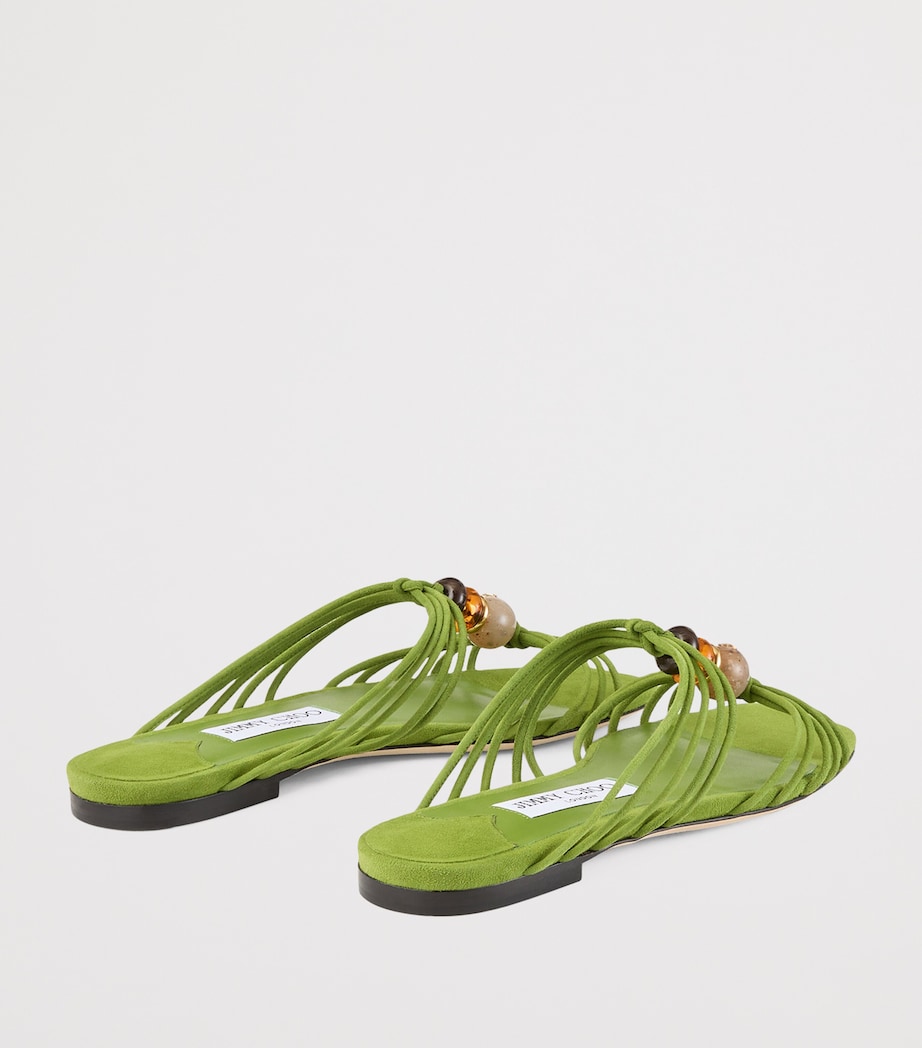 Jimmy Choo Lova Leather Flat Sandals Clover Mix Image 3