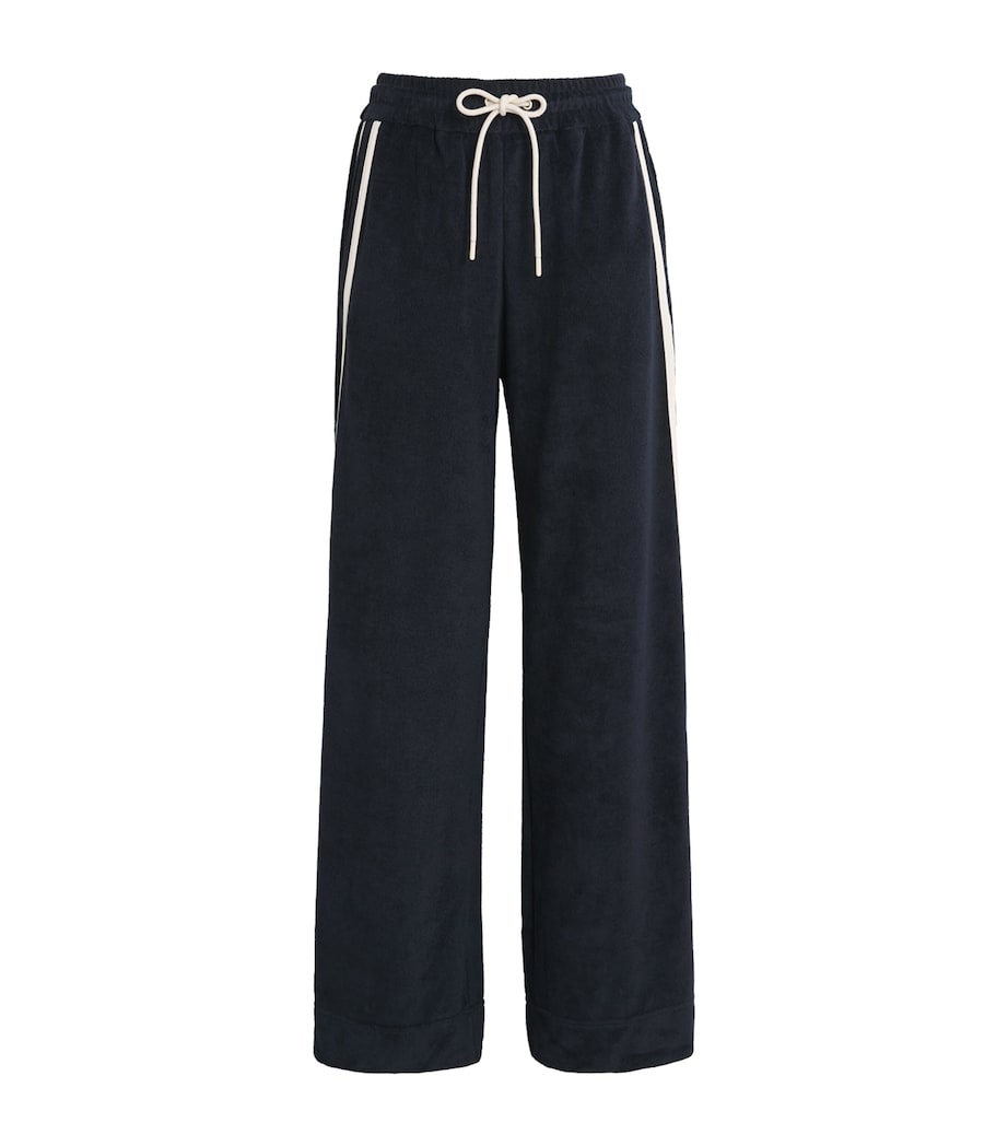 ME+EM Womens Towelling Stripe Sweatpants Navy/cream Image 1