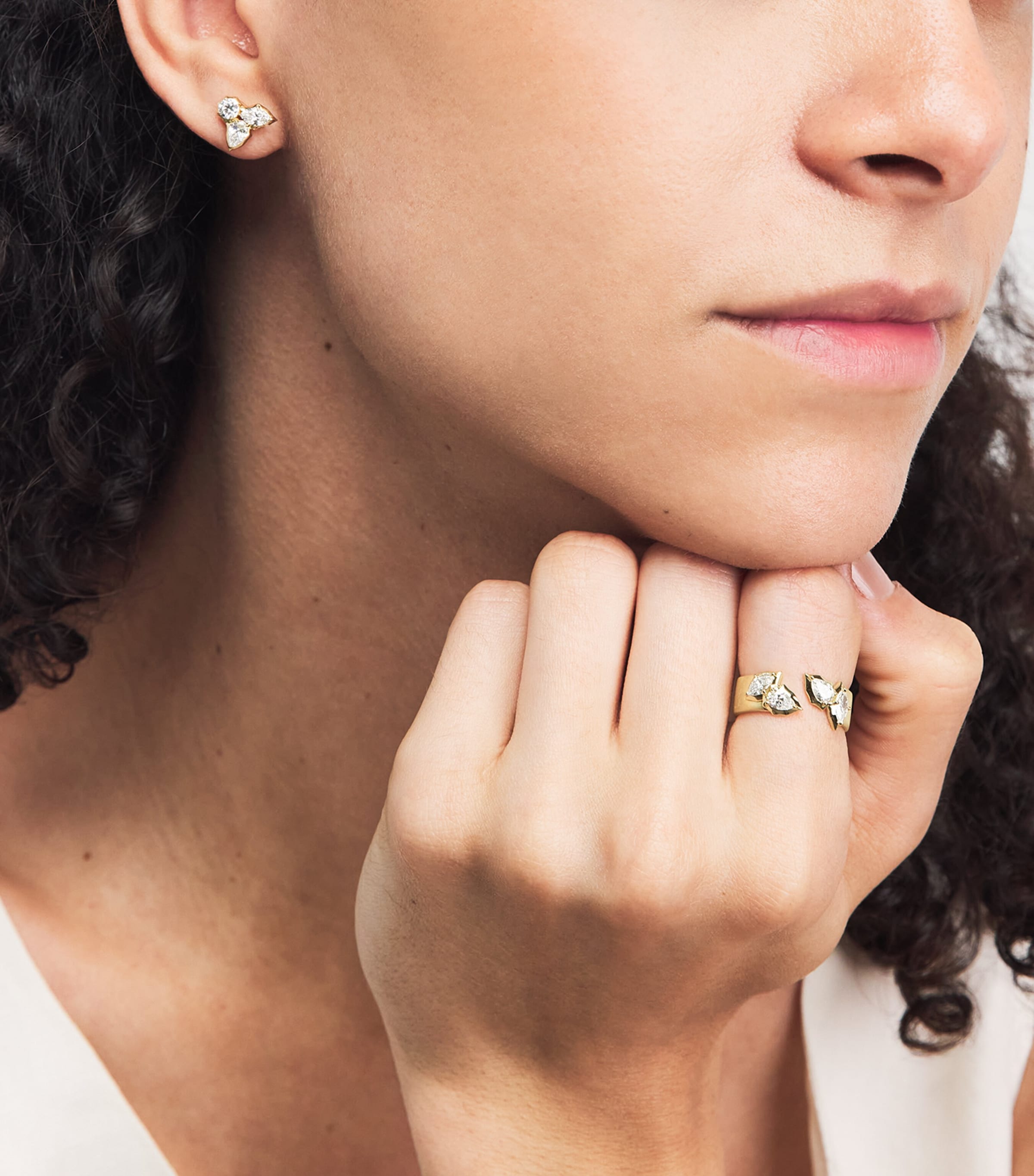 Jade Trau Yellow Gold and Diamond Poppy Open Band Ring Yellow Gold Image 4