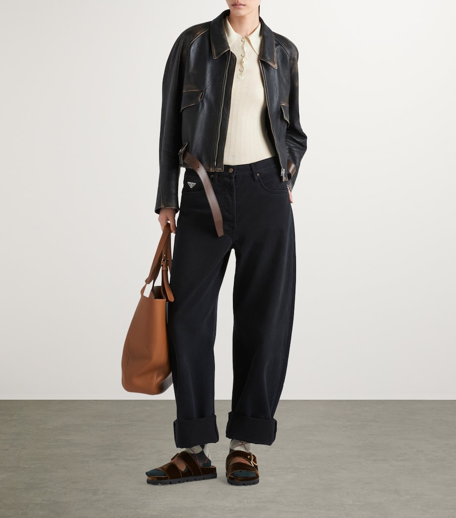 Prada Womens Garment-Dyed Relaxed Jeans Image 2