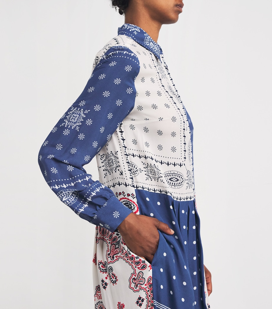 Patchwork Print Midi Dress LIGHT BLUE Image 6