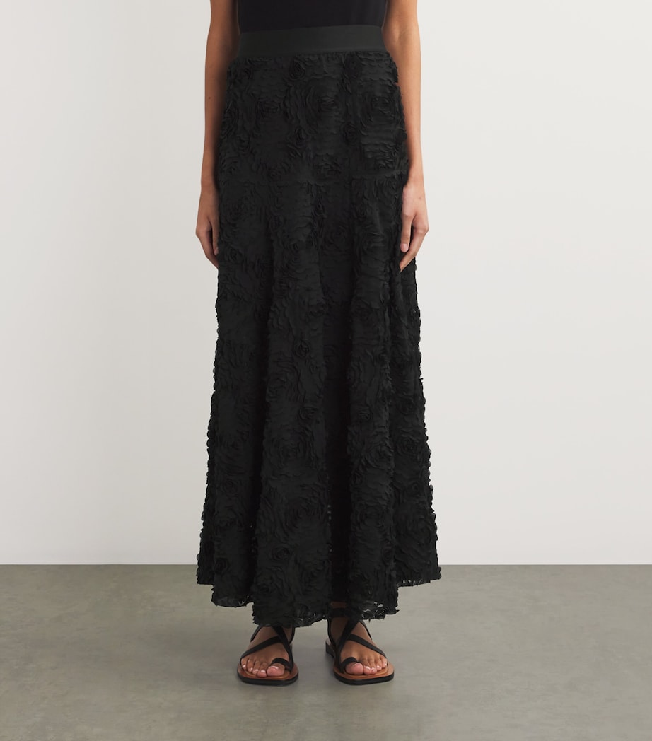 Tulle Embroidered Maxi Skirt BLACK Image 3