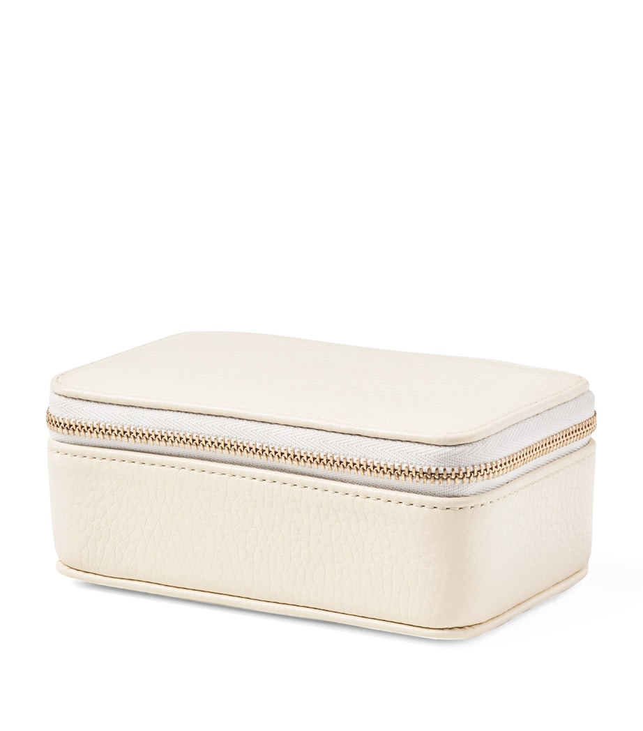 Medium Leather Travel Jewellery Box IVORY Image 2