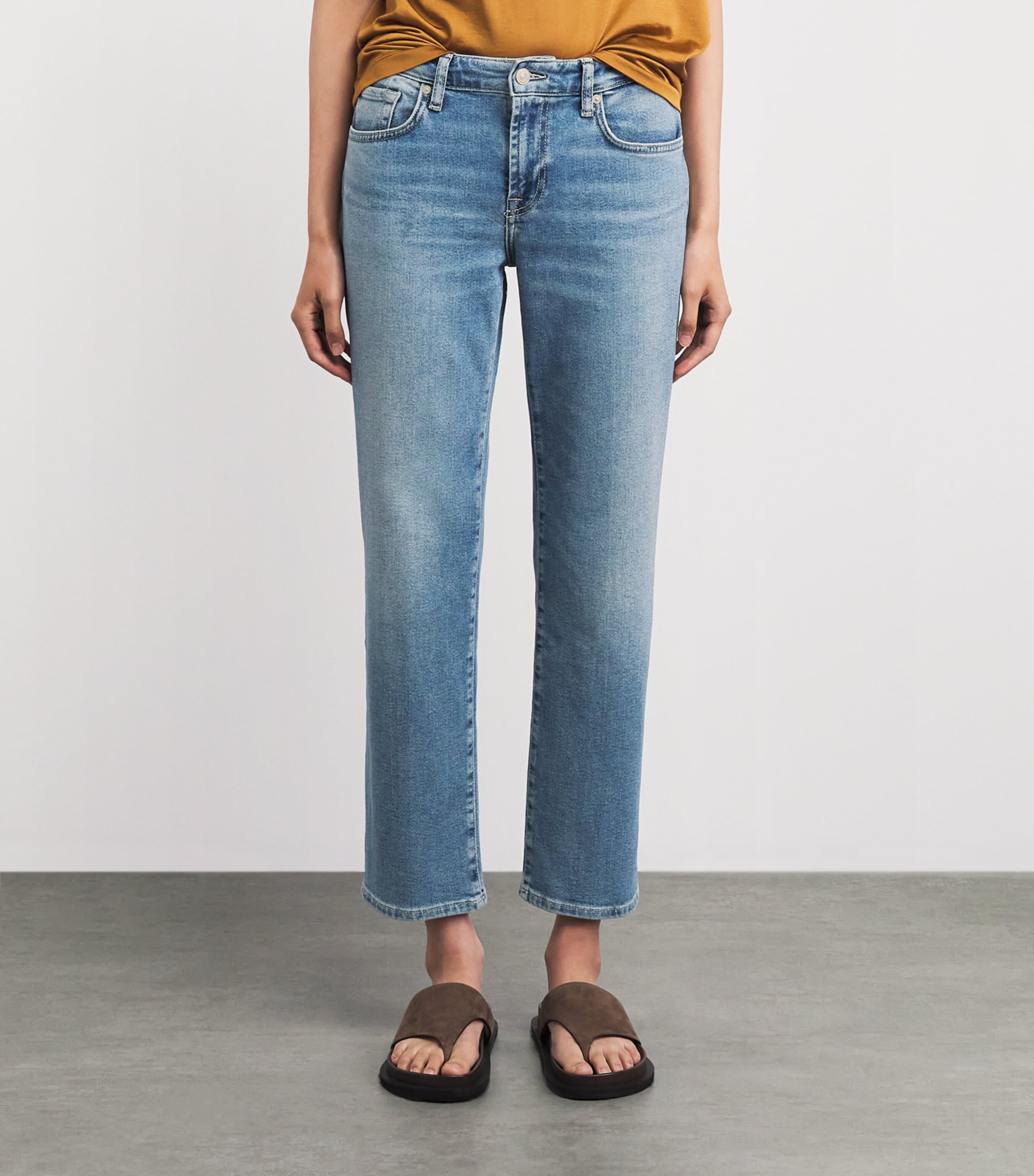 7 For All Mankind Womens Calie Mid-Rise Straight Jeans Aquashade Image 4