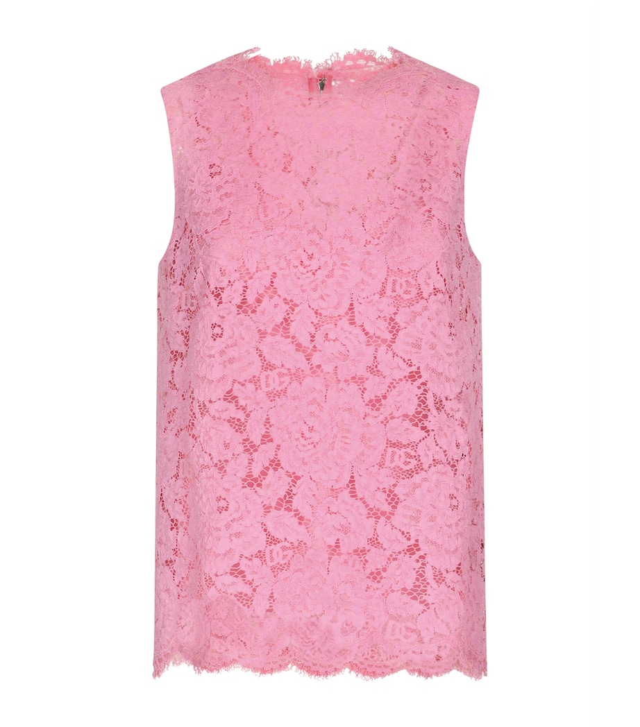 Dolce&Gabbana Womens Lace Floral Sleeveless Top Pink Image 1