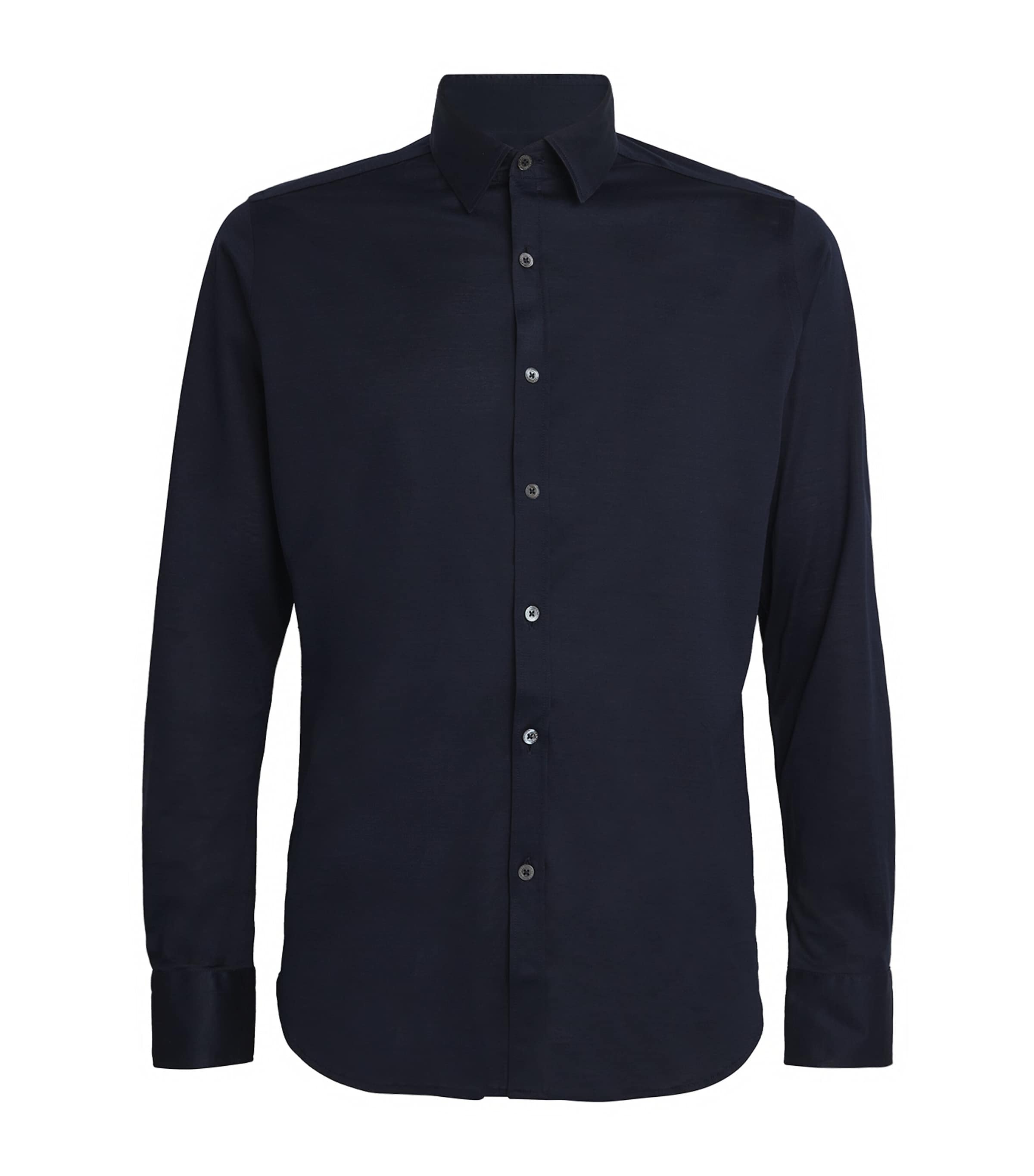 Shop Canali Cotton Jersey Shirt In Navy