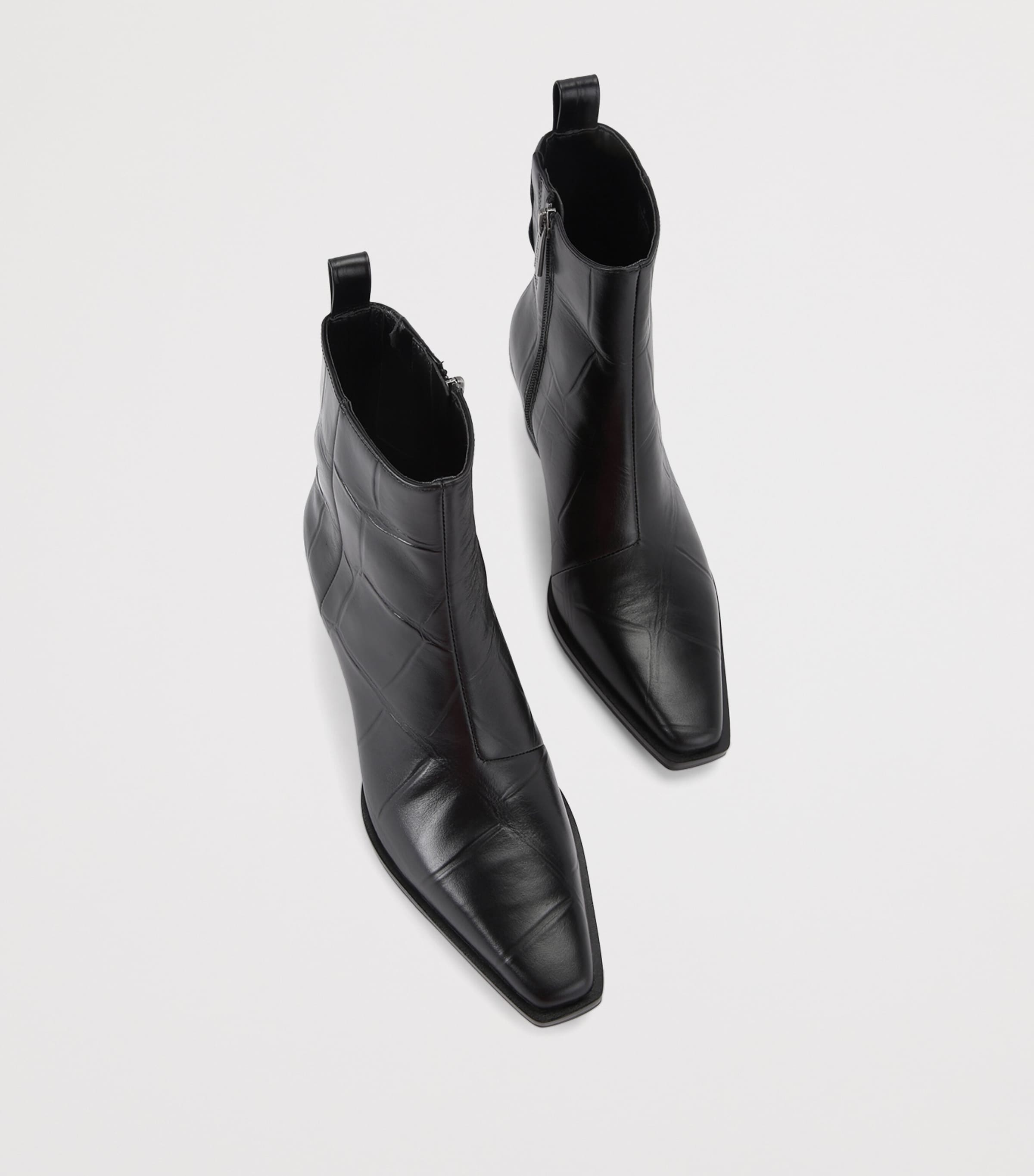 Leather Mini Eagle Ankle Boots BLACK Image 4