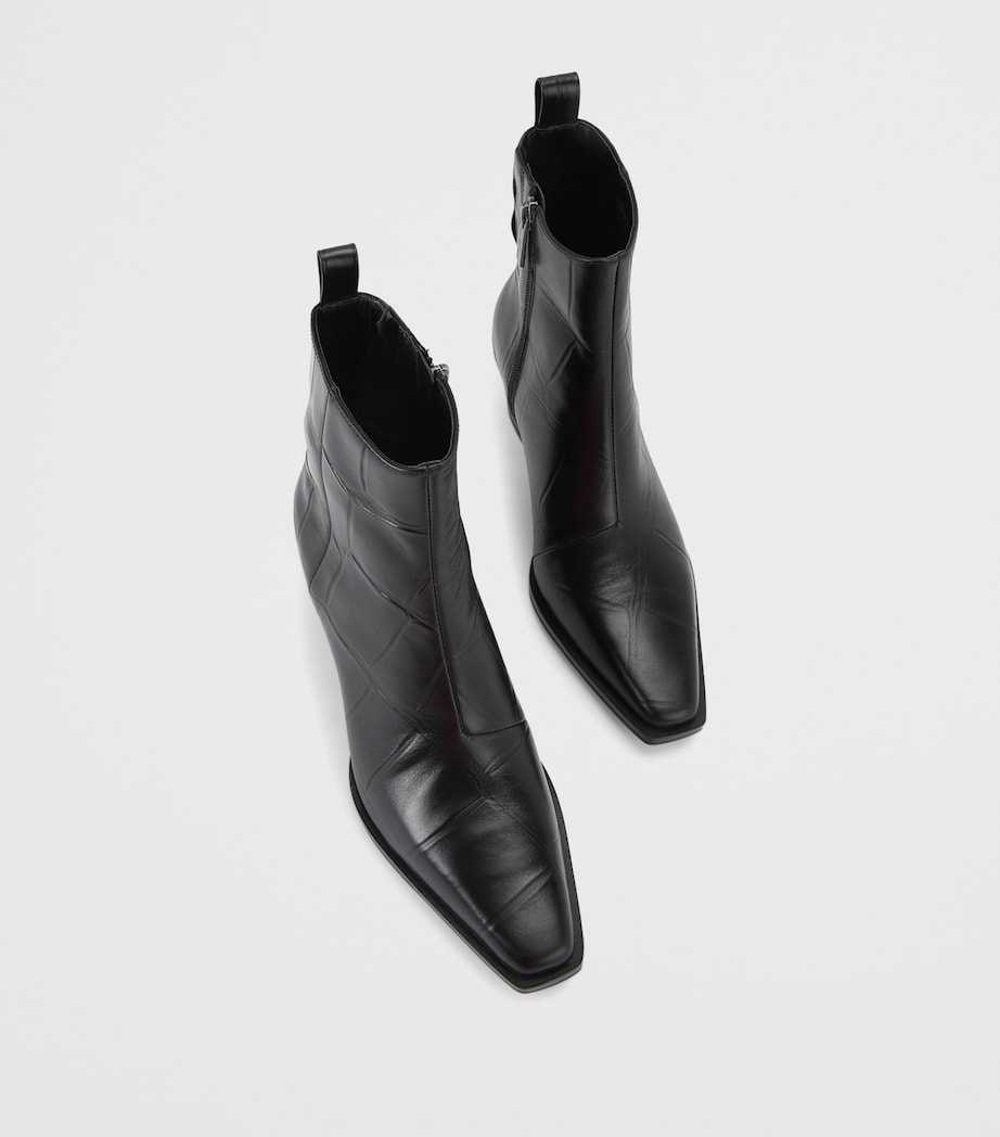 Leather Mini Eagle Ankle Boots BLACK Image 4