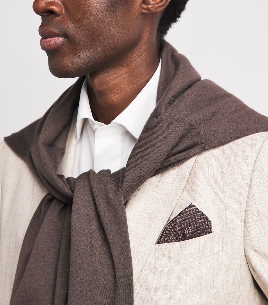 Pal Zileri Silk Jacquard Pocket Square Brown Image 2