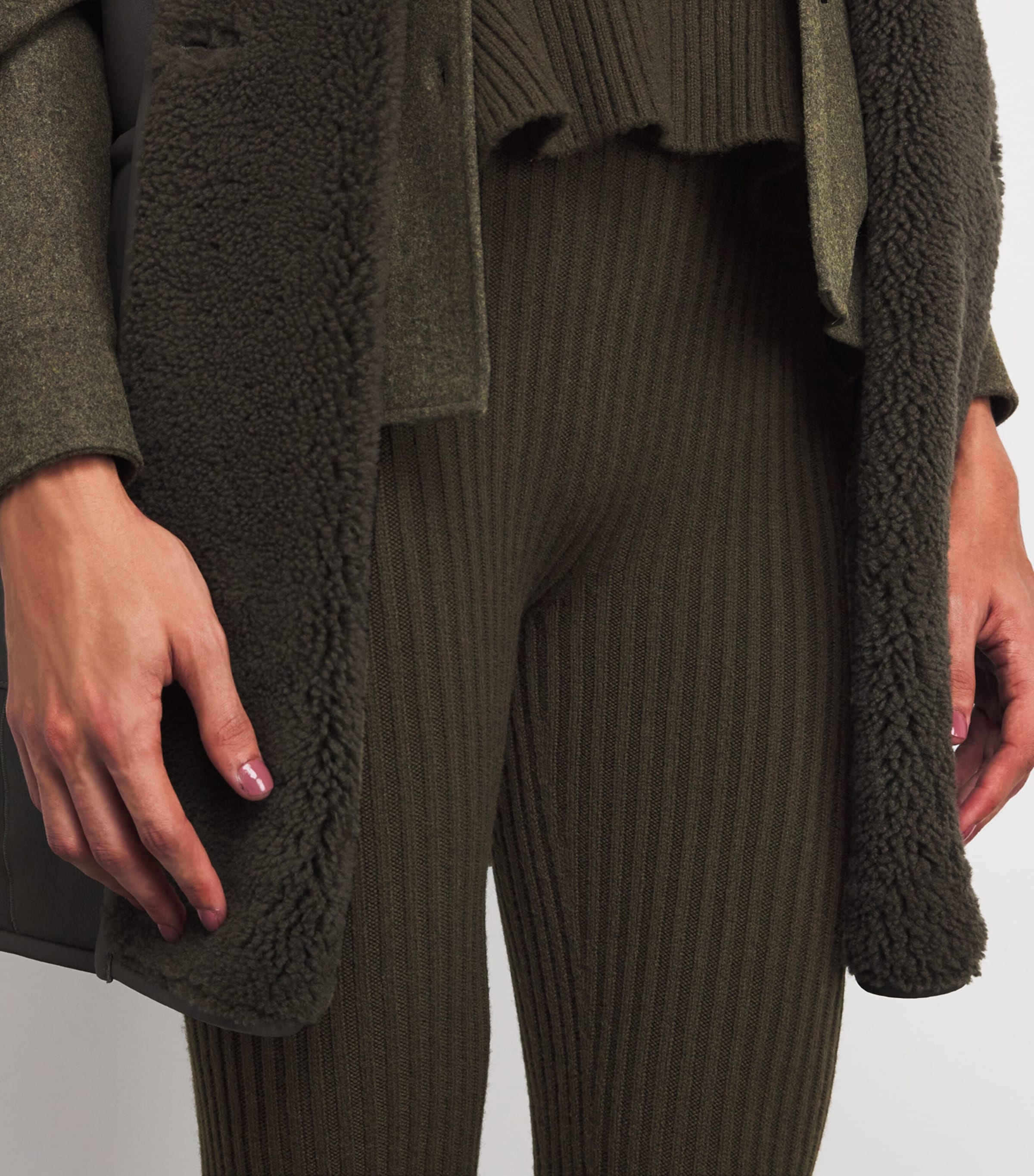 Wool-Blend Rib-Knit Leggings MOSS GREEN Image 6