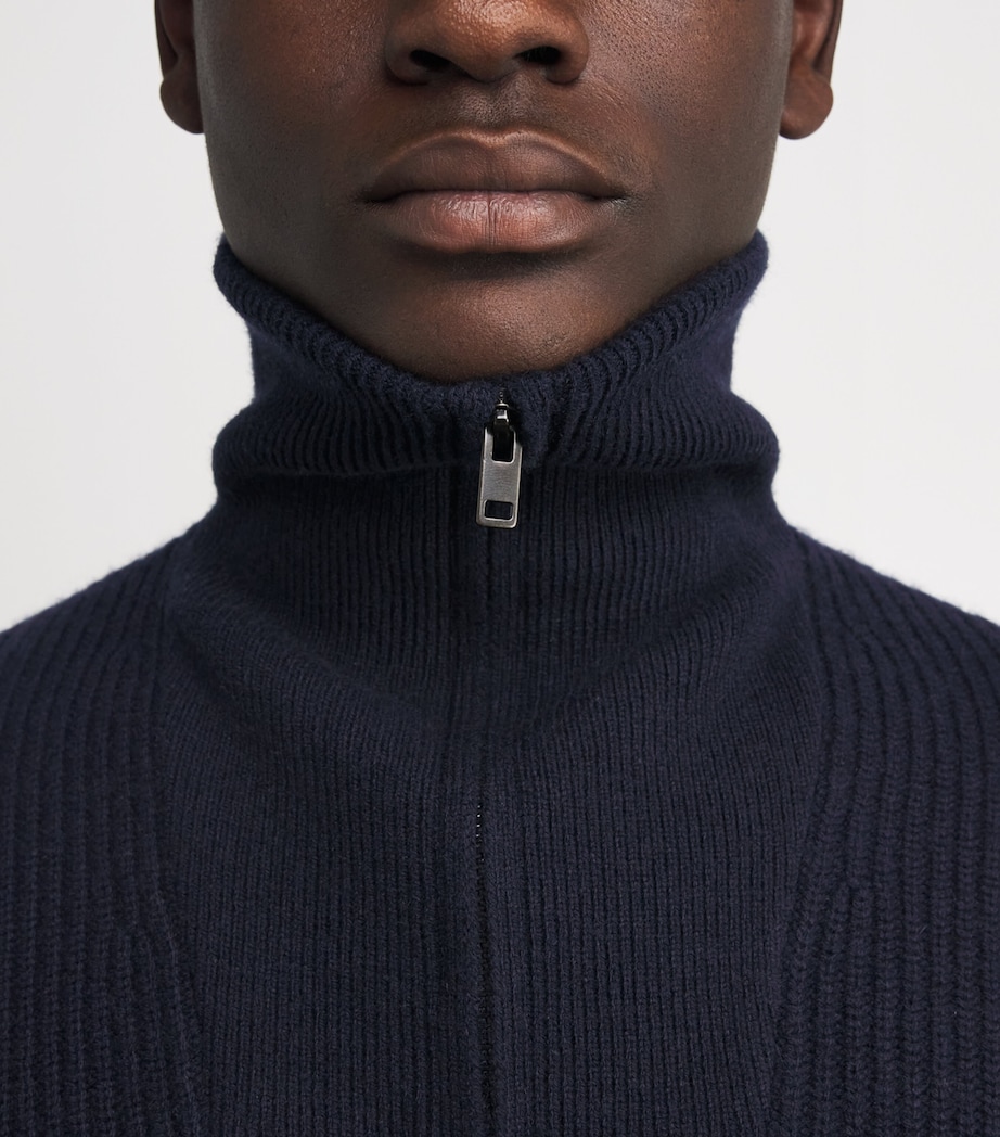 Wool-Cashmere Heirloom Shaker Quarter-Zip Sweater 403CBL COASTAL Image 6