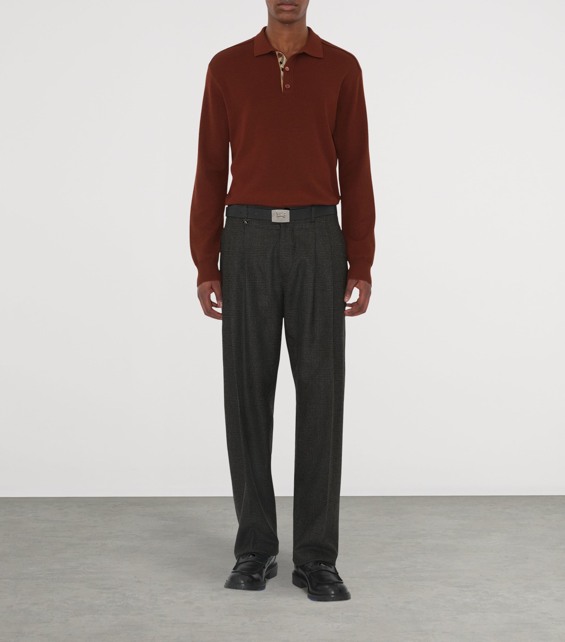 Wool Check-Detail Polo Shirt BOX Image 2