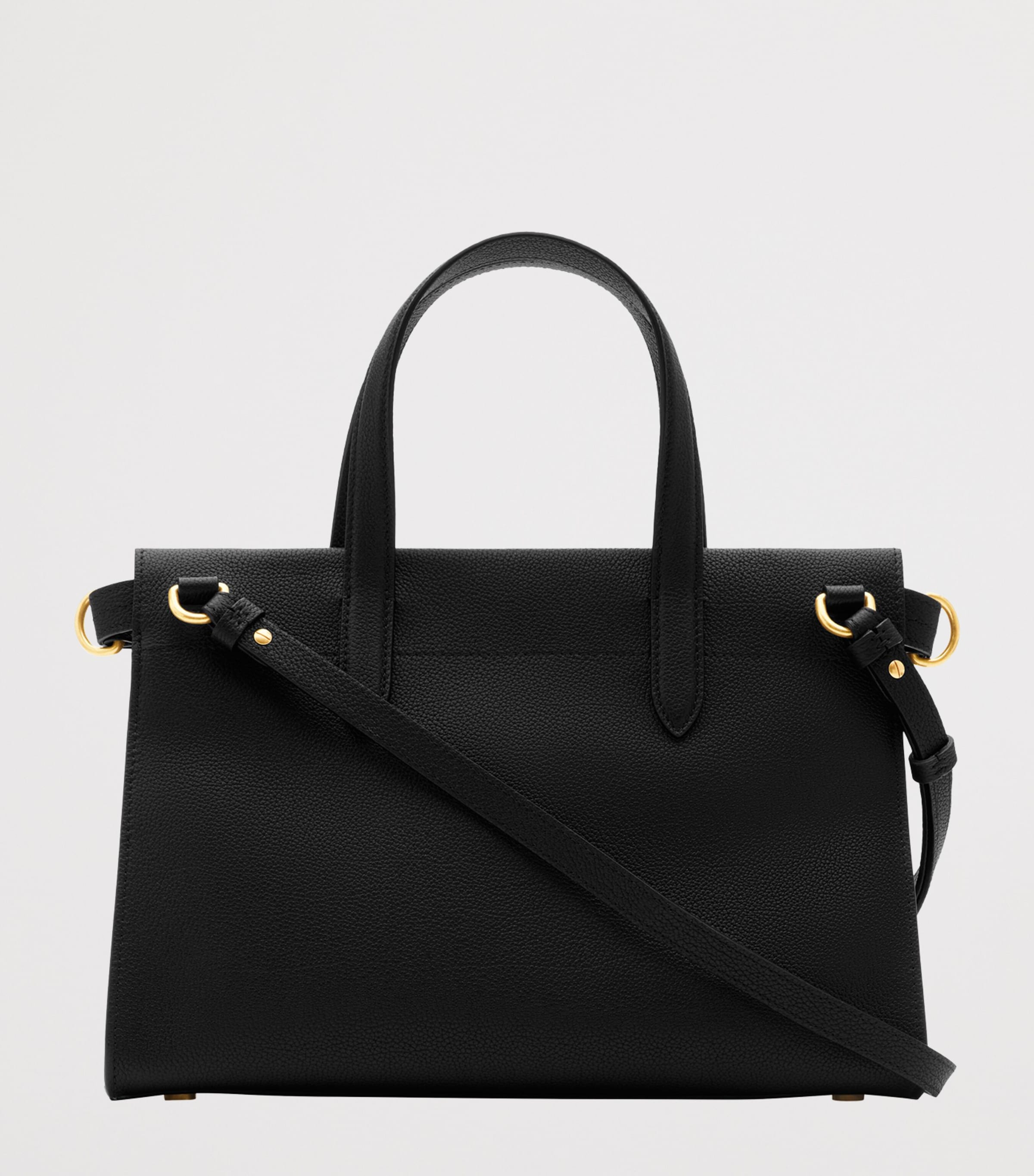 Small Calfskin Cotswolds Tote Bag BLACK Image 6
