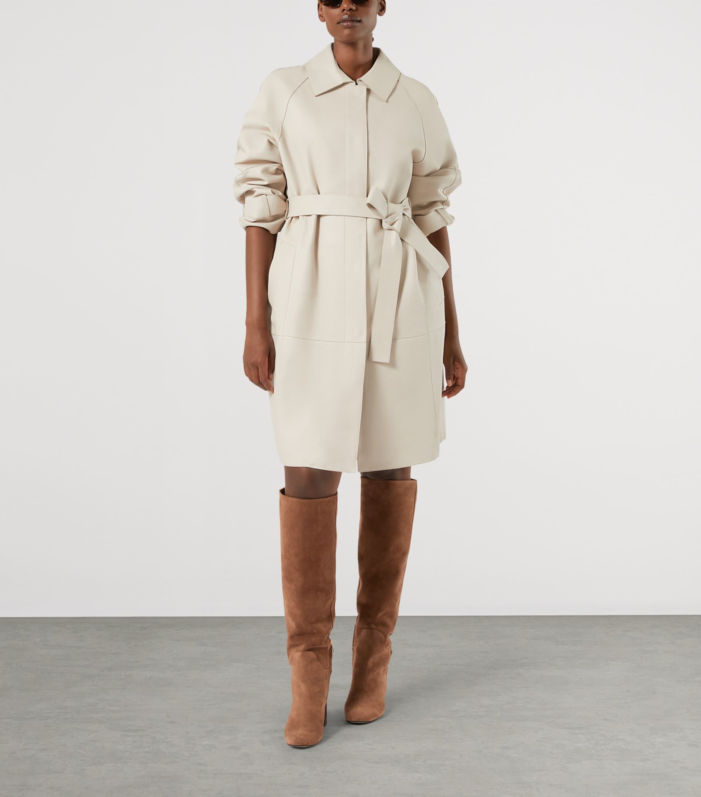 Marina Rinaldi Suede Knee-High Boots 80 Hazelnut Brown Image 2